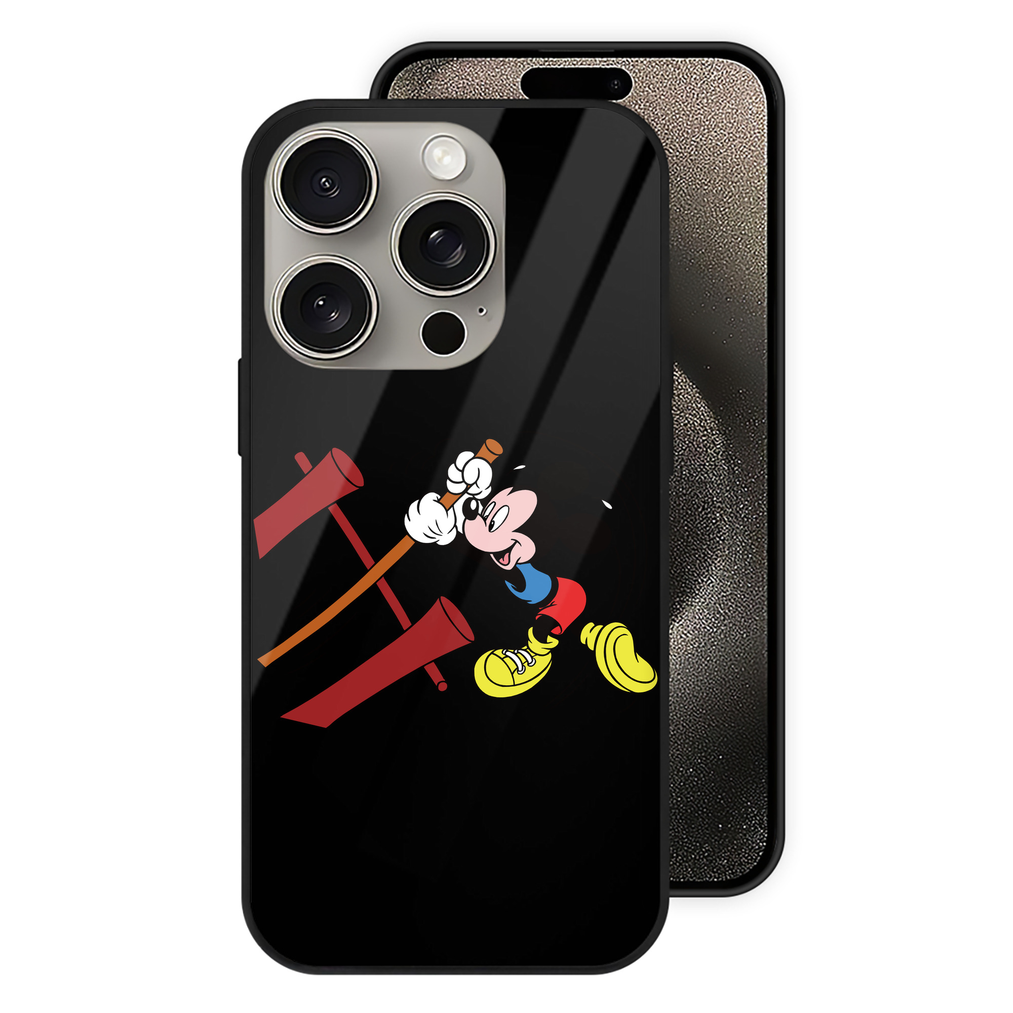 （画像用） ミッキーマウス Mickey Mouse 【iPhone15Pro対応】スマホケース 耐衝撃＆黄変防止 背面ガラス