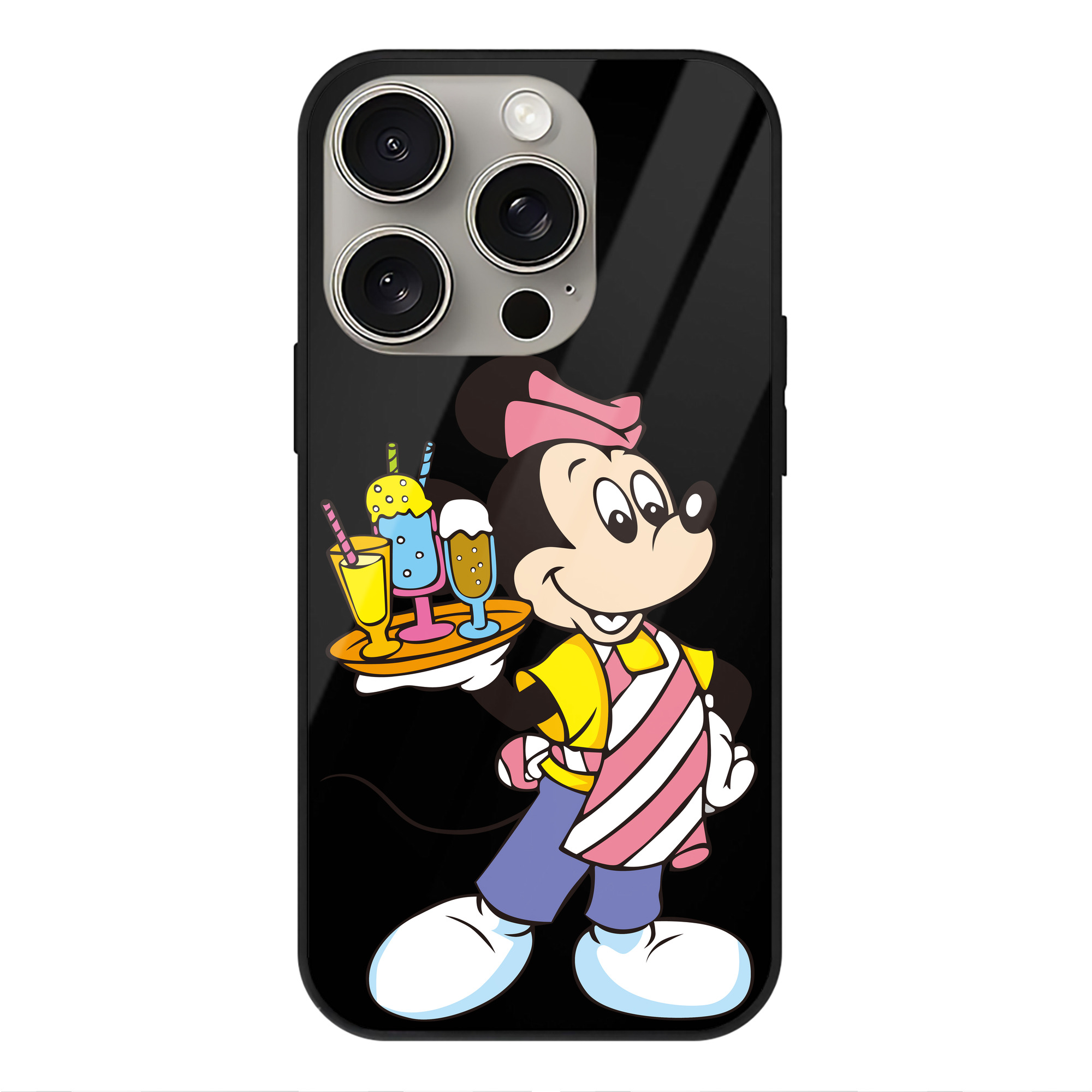 （画像用） ミッキーマウス Mickey Mouse 【iPhone15Pro対応】スマホケース 耐衝撃＆黄変防止 背面ガラス