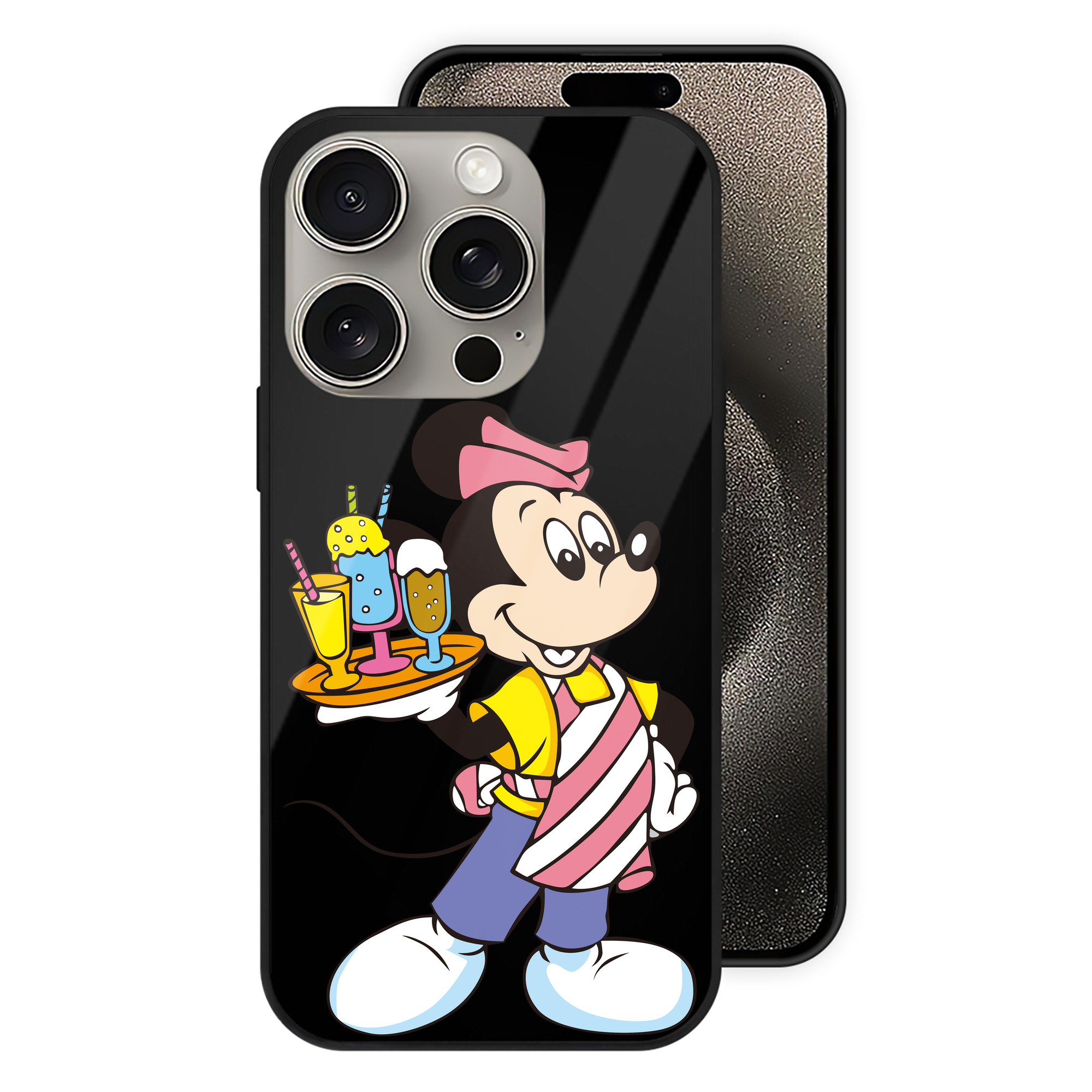 （画像用） ミッキーマウス Mickey Mouse 【iPhone15Pro対応】スマホケース 耐衝撃＆黄変防止 背面ガラス
