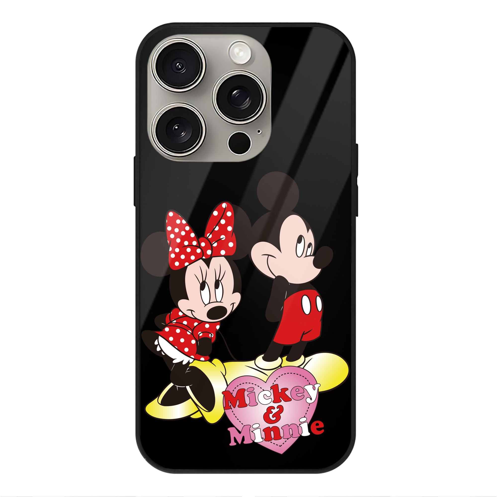（画像用） ミッキーマウス Mickey Mouse 【iPhone15Pro対応】スマホケース 耐衝撃＆黄変防止 背面ガラス