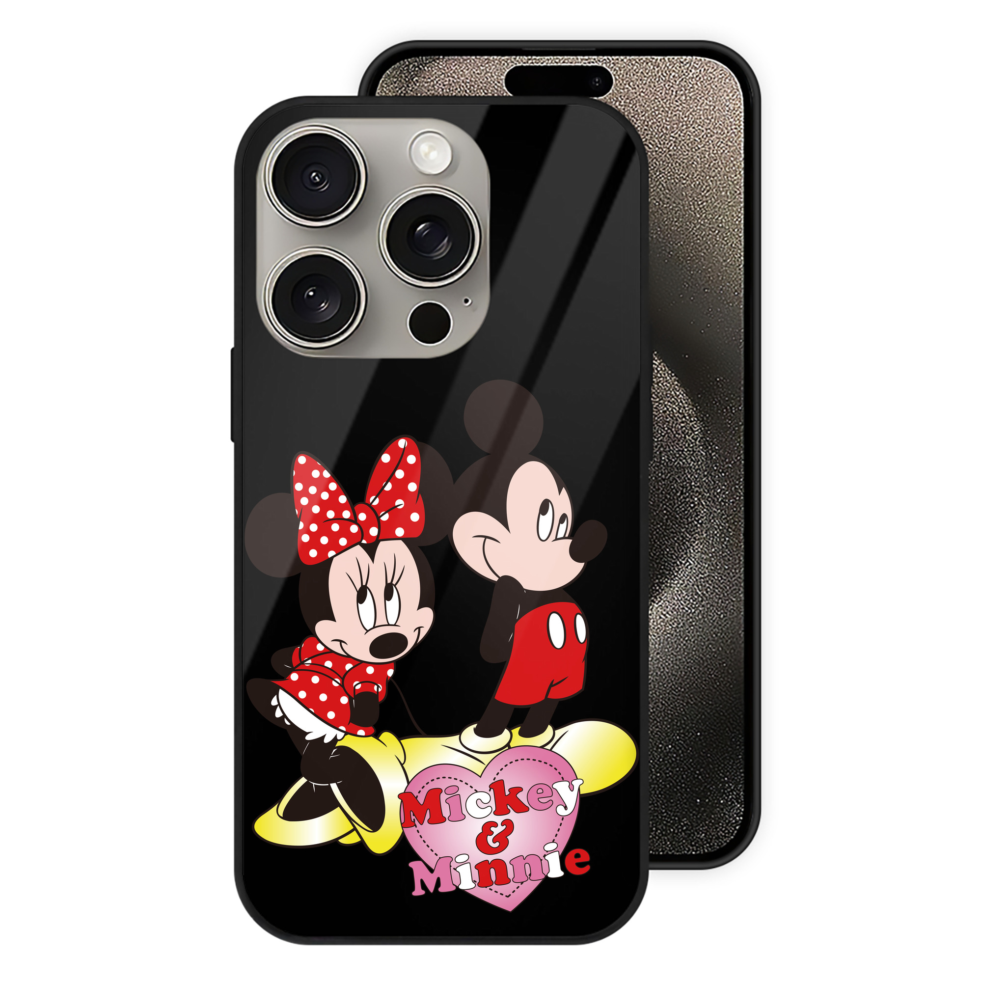 （画像用） ミッキーマウス Mickey Mouse 【iPhone15Pro対応】スマホケース 耐衝撃＆黄変防止 背面ガラス