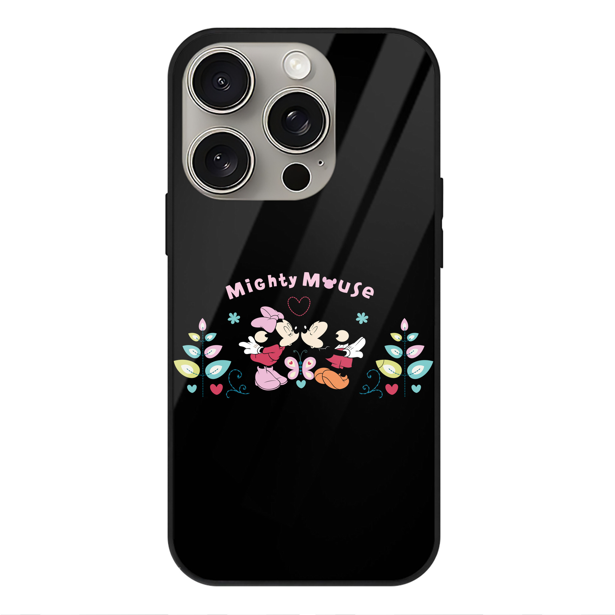 （画像用） ミッキーマウス Mickey Mouse 【iPhone15Pro対応】スマホケース 耐衝撃＆黄変防止 背面ガラス