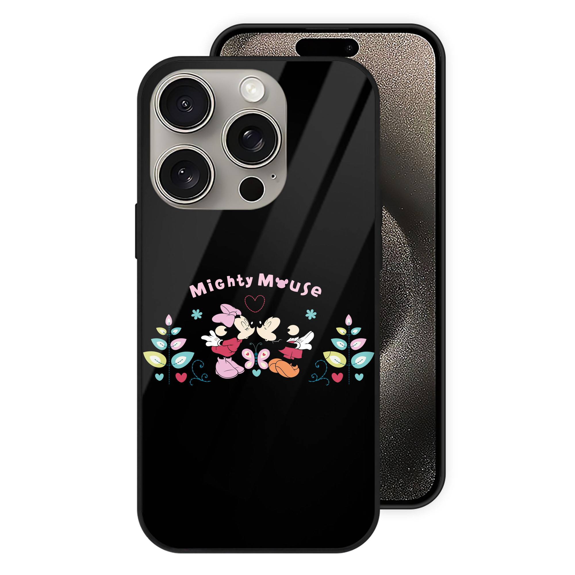 （画像用） ミッキーマウス Mickey Mouse 【iPhone15Pro対応】スマホケース 耐衝撃＆黄変防止 背面ガラス