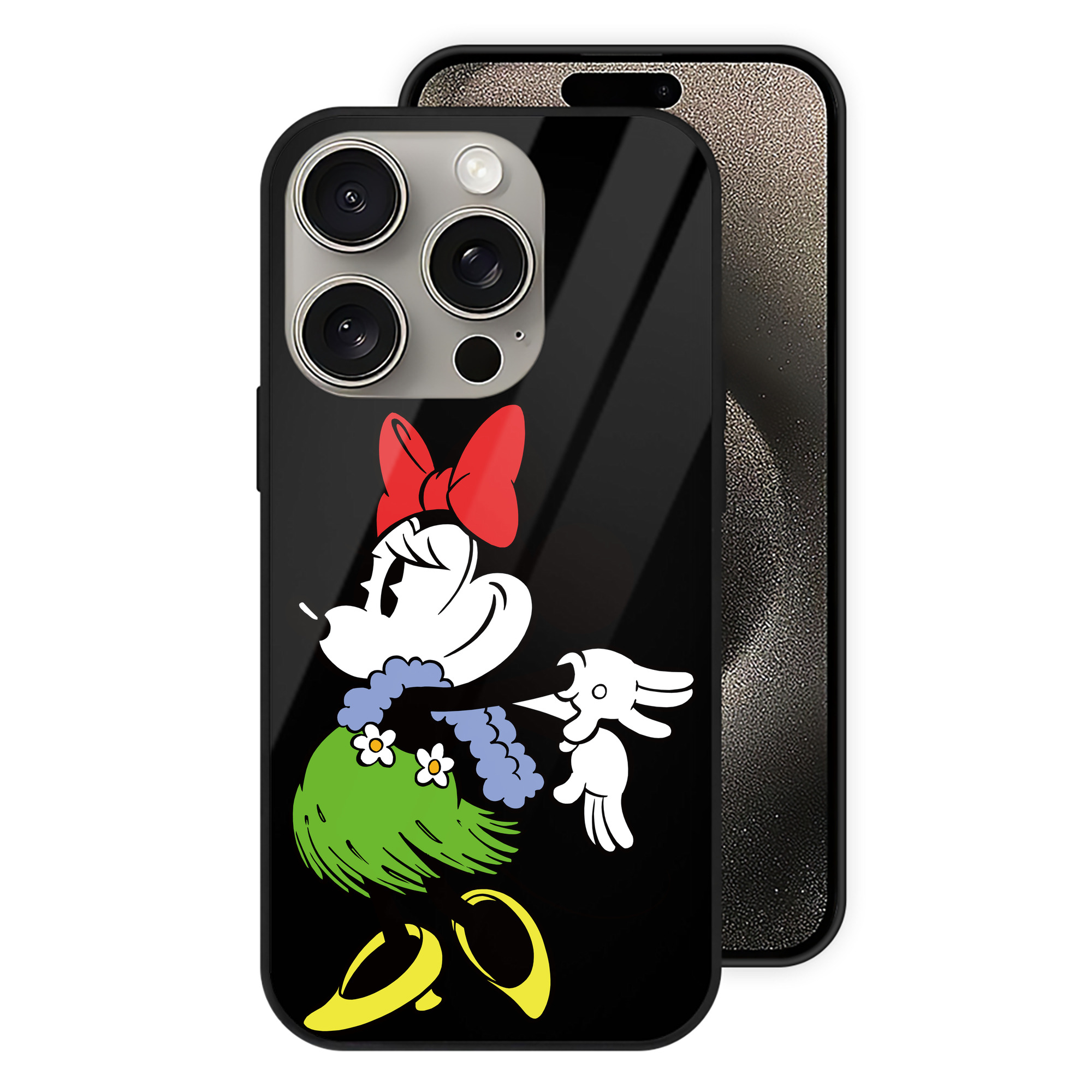 （画像用） ミッキーマウス Mickey Mouse 【iPhone15Pro対応】スマホケース 耐衝撃＆黄変防止 背面ガラス