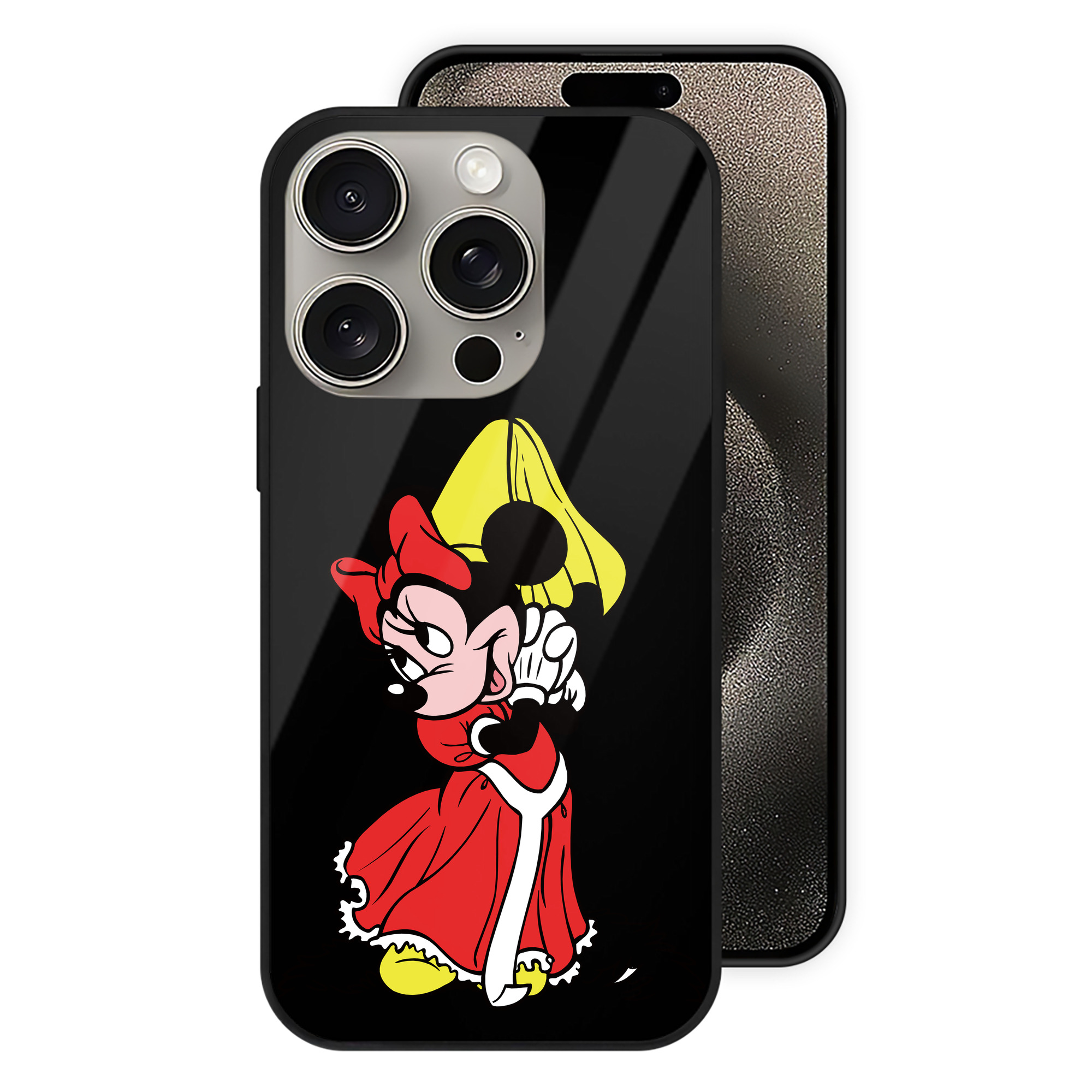 （画像用） ミッキーマウス Mickey Mouse 【iPhone15Pro対応】スマホケース 耐衝撃＆黄変防止 背面ガラス