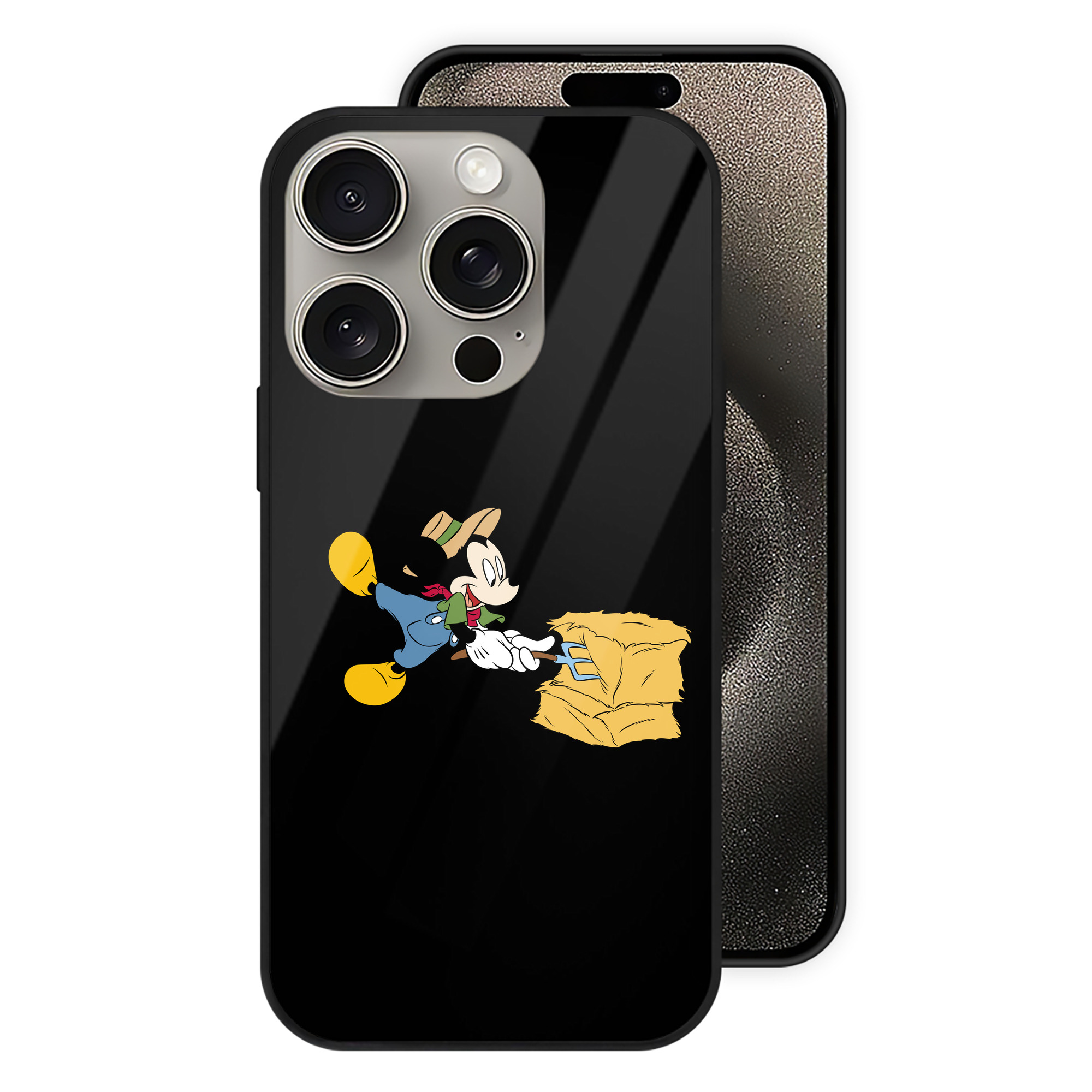 （画像用） ミッキーマウス Mickey Mouse 【iPhone15Pro対応】スマホケース 耐衝撃＆黄変防止 背面ガラス