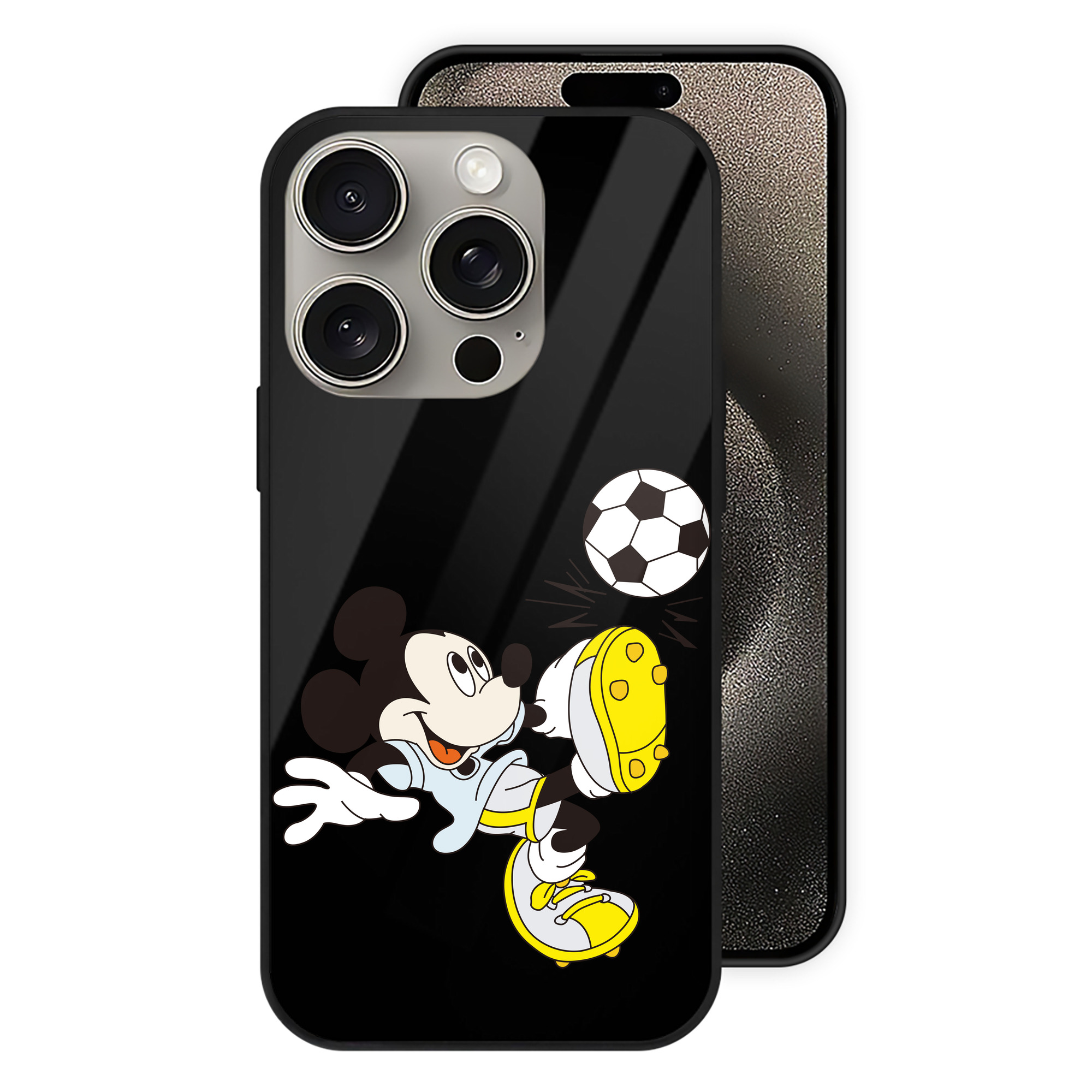 （画像用） ミッキーマウス Mickey Mouse 【iPhone15Pro対応】スマホケース 耐衝撃＆黄変防止 背面ガラス
