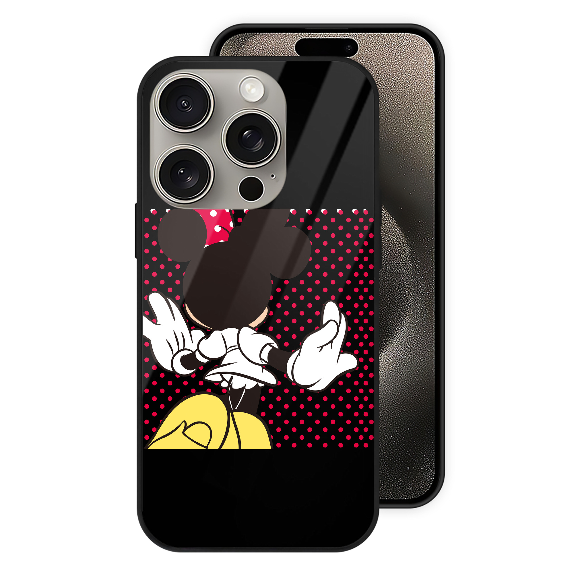 （画像用） ミッキーマウス Mickey Mouse 【iPhone15Pro対応】スマホケース 耐衝撃＆黄変防止 背面ガラス