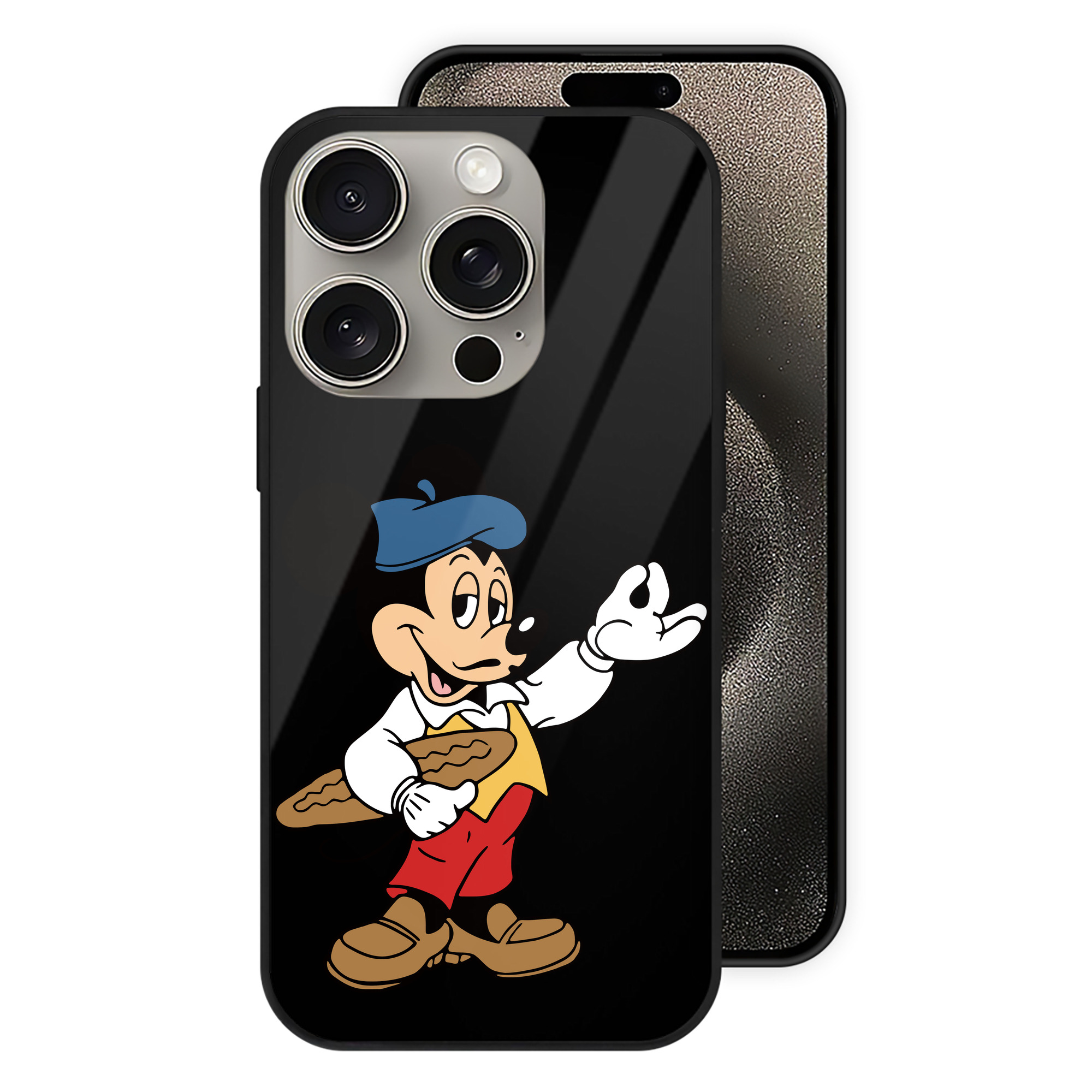 （画像用） ミッキーマウス Mickey Mouse 【iPhone15Pro対応】スマホケース 耐衝撃＆黄変防止 背面ガラス