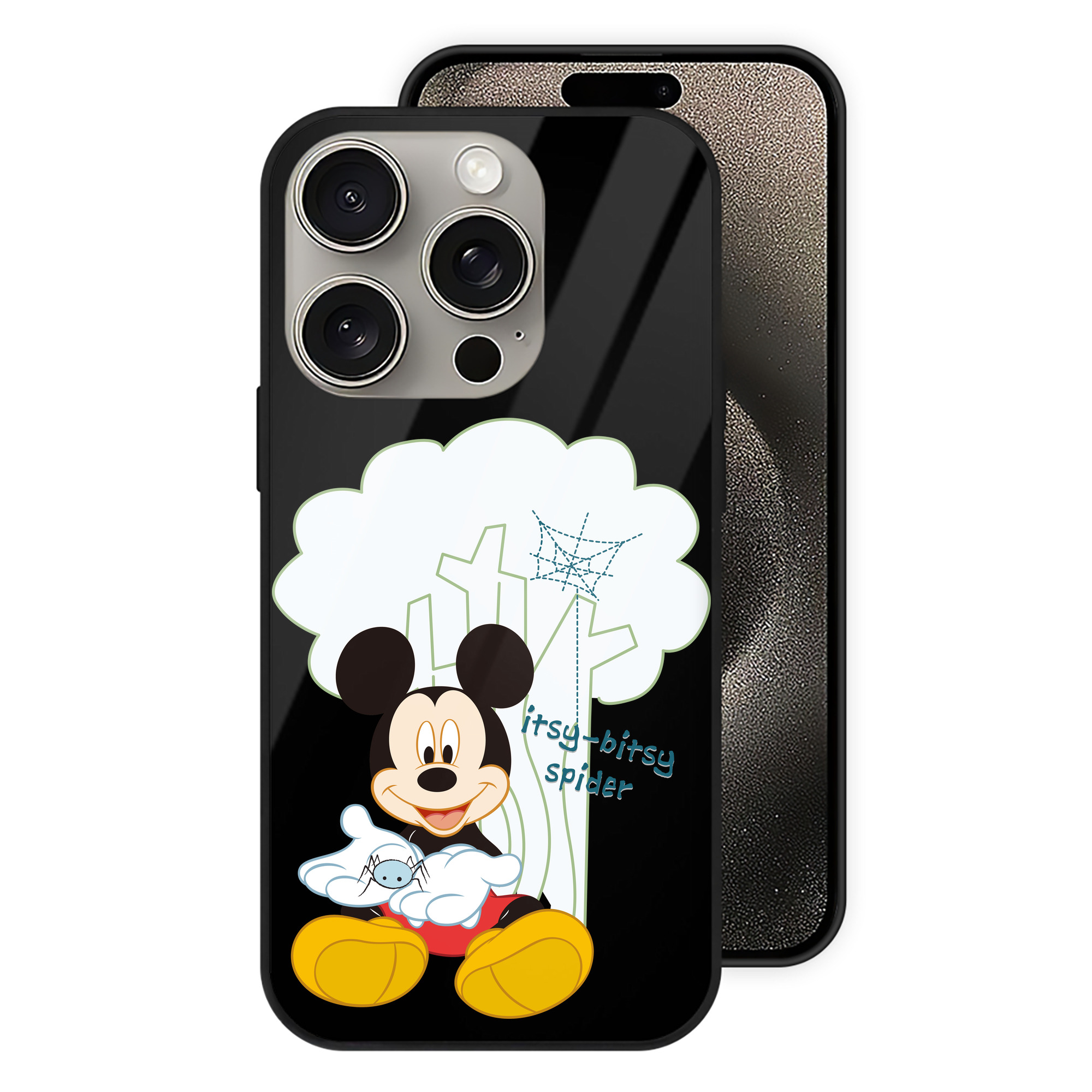 （画像用） ミッキーマウス Mickey Mouse 【iPhone15Pro対応】スマホケース 耐衝撃＆黄変防止 背面ガラス