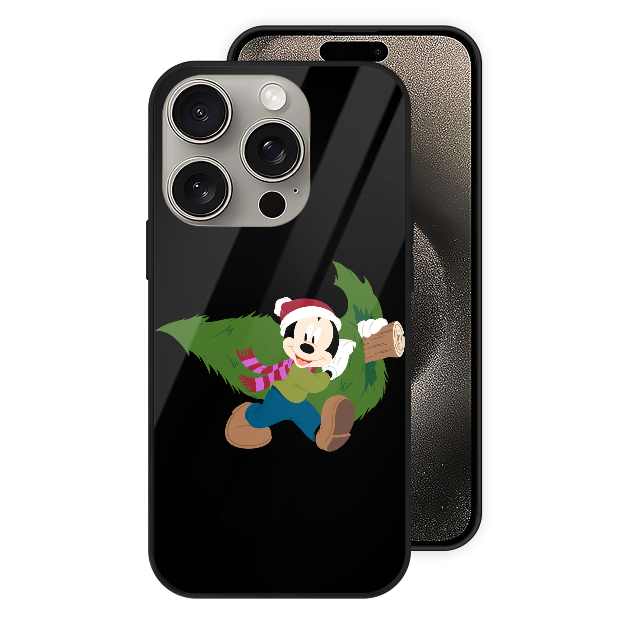 （画像用） ミッキーマウス Mickey Mouse 【iPhone15Pro対応】スマホケース 耐衝撃＆黄変防止 背面ガラス