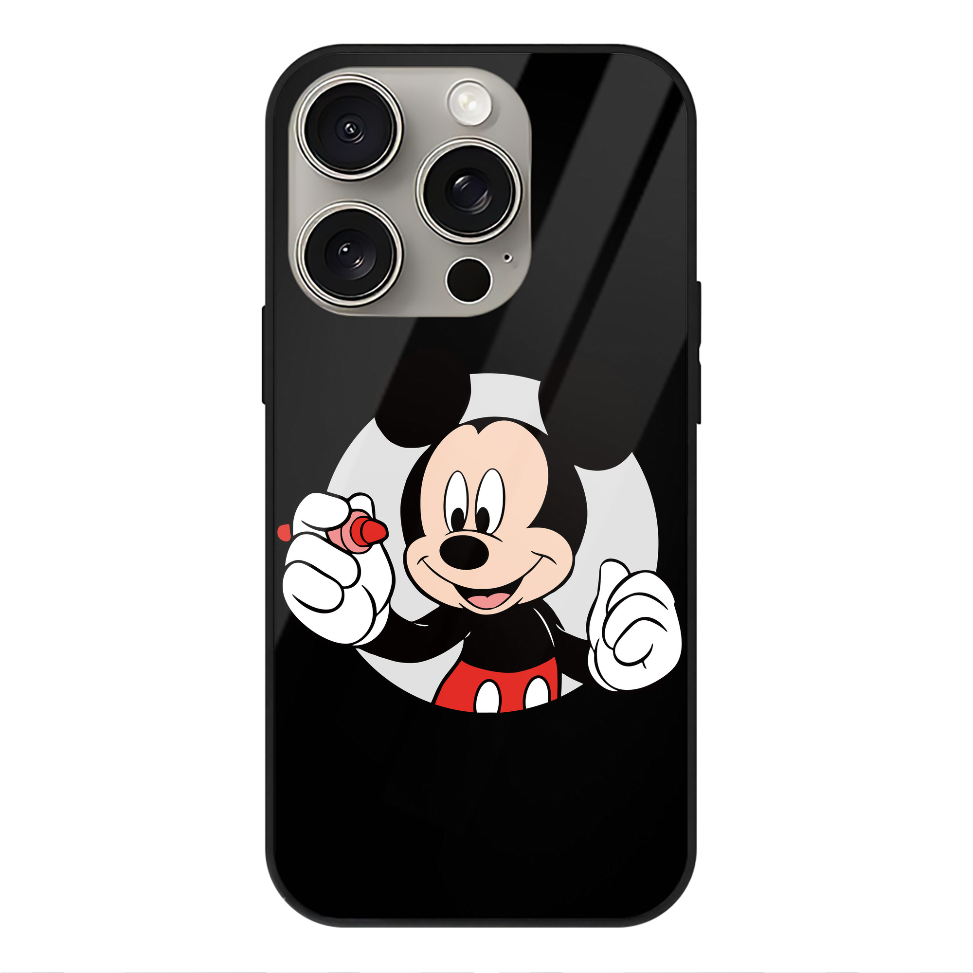（画像用） ミッキーマウス Mickey Mouse 【iPhone15Pro対応】スマホケース 耐衝撃＆黄変防止 背面ガラス