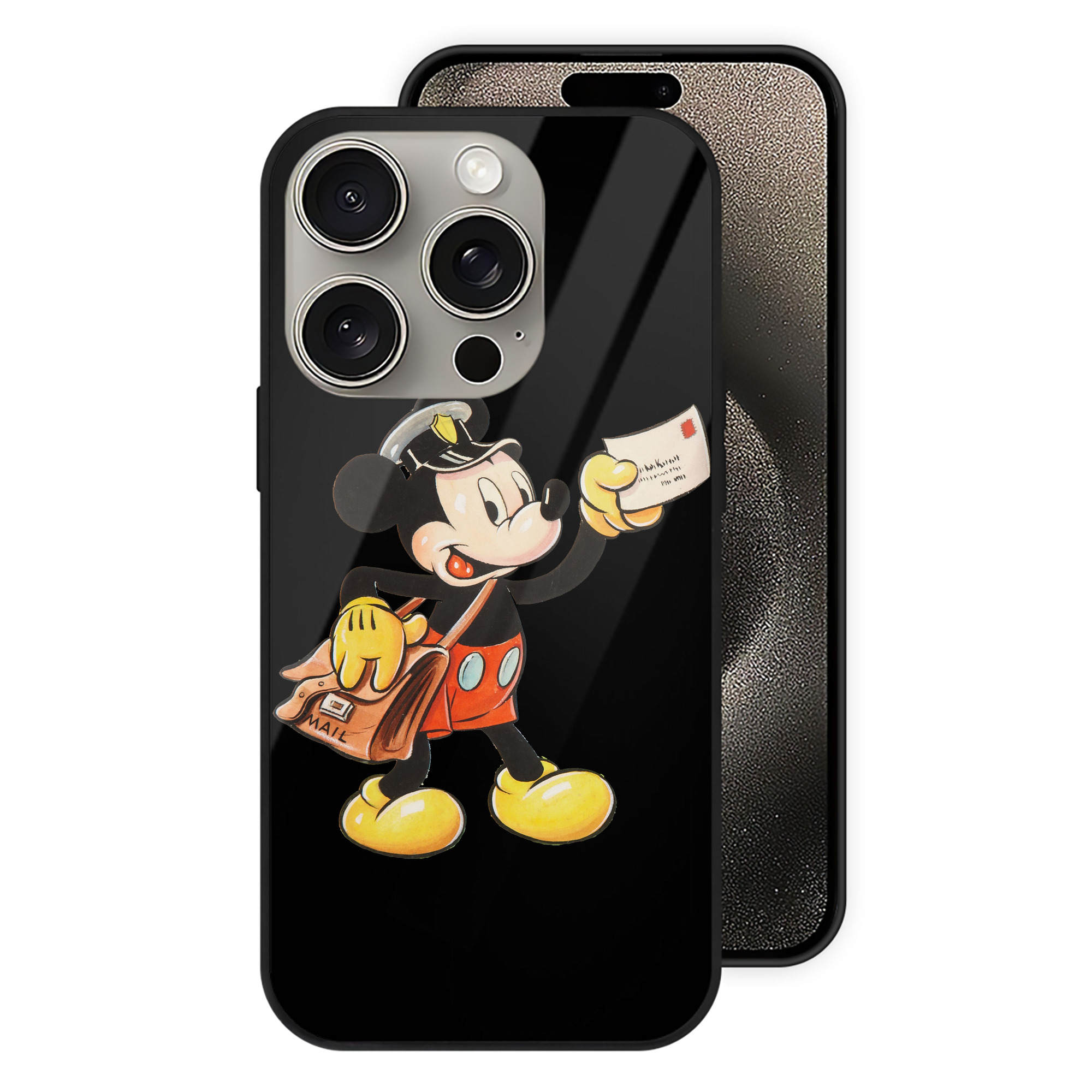 （画像用） ミッキーマウス Mickey Mouse 【iPhone15Pro対応】スマホケース 耐衝撃＆黄変防止 背面ガラス