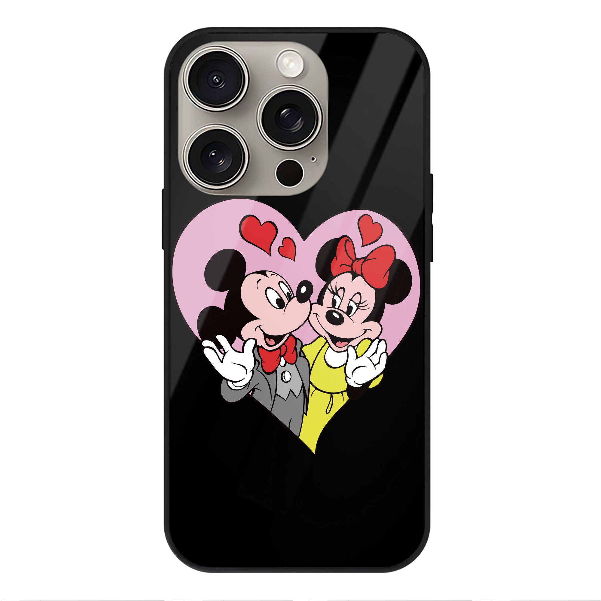 （画像用） ミッキーマウス Mickey Mouse 【iPhone15Pro対応】スマホケース 耐衝撃＆黄変防止 背面ガラス