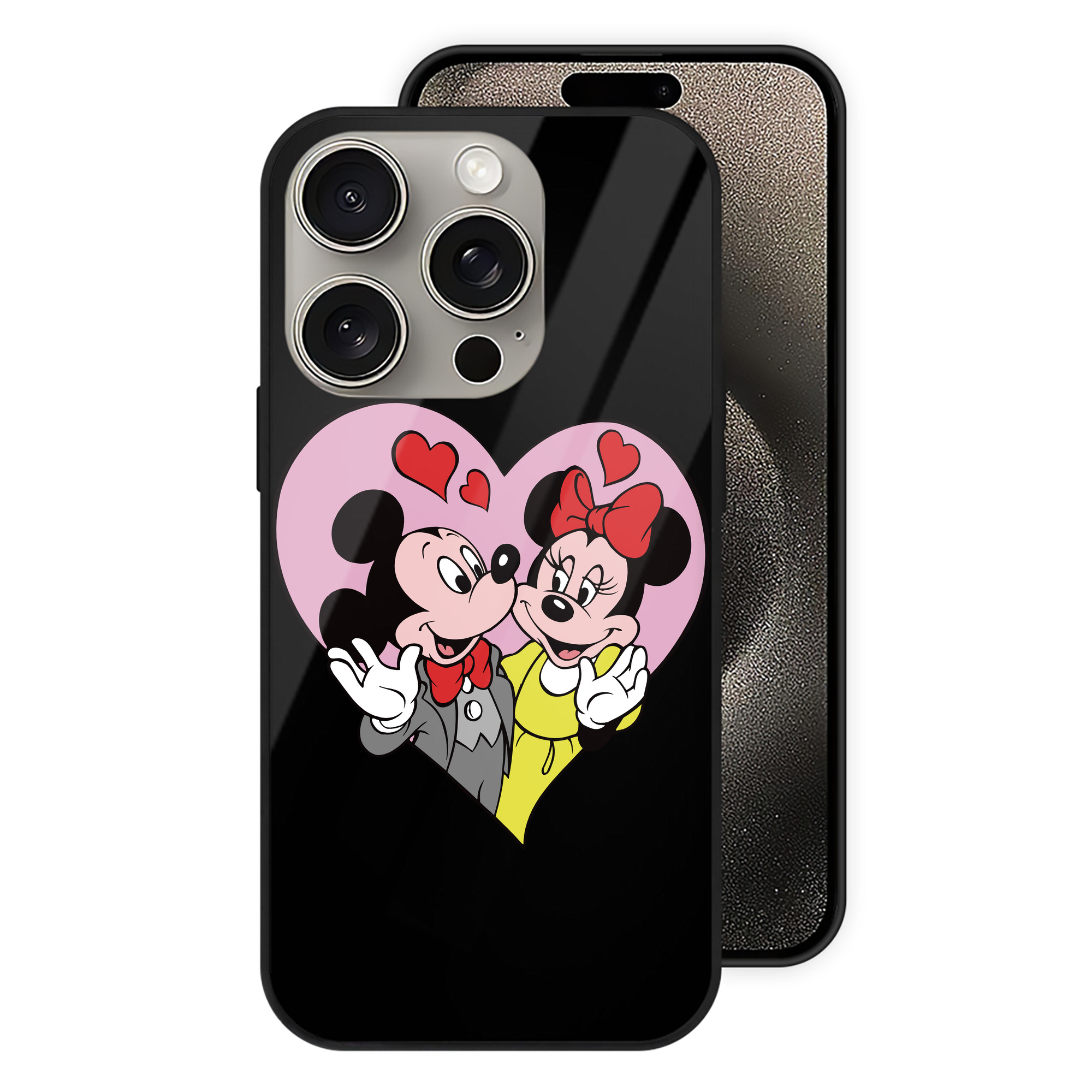 （画像用） ミッキーマウス Mickey Mouse 【iPhone15Pro対応】スマホケース 耐衝撃＆黄変防止 背面ガラス