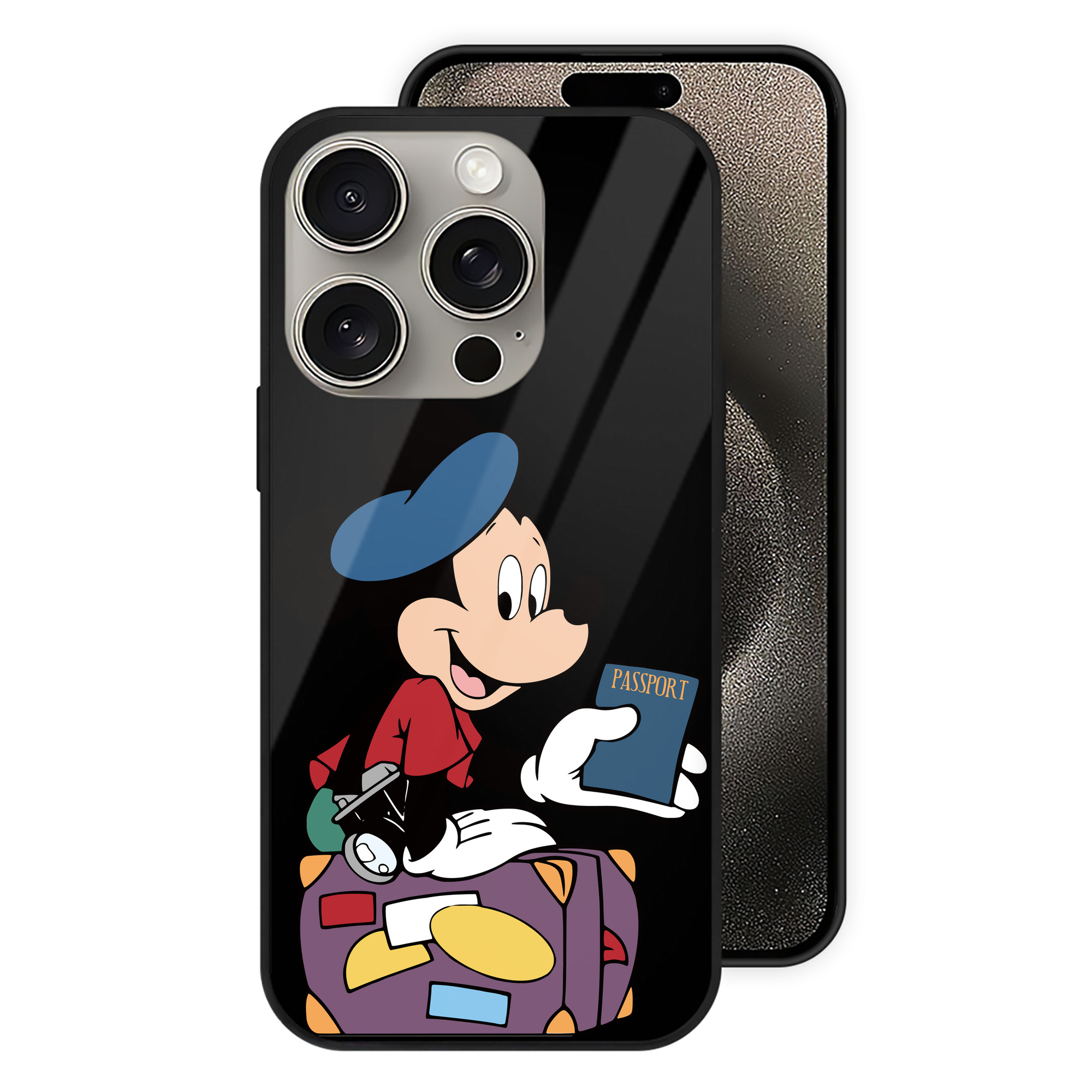 （画像用） ミッキーマウス Mickey Mouse 【iPhone15Pro対応】スマホケース 耐衝撃＆黄変防止 背面ガラス