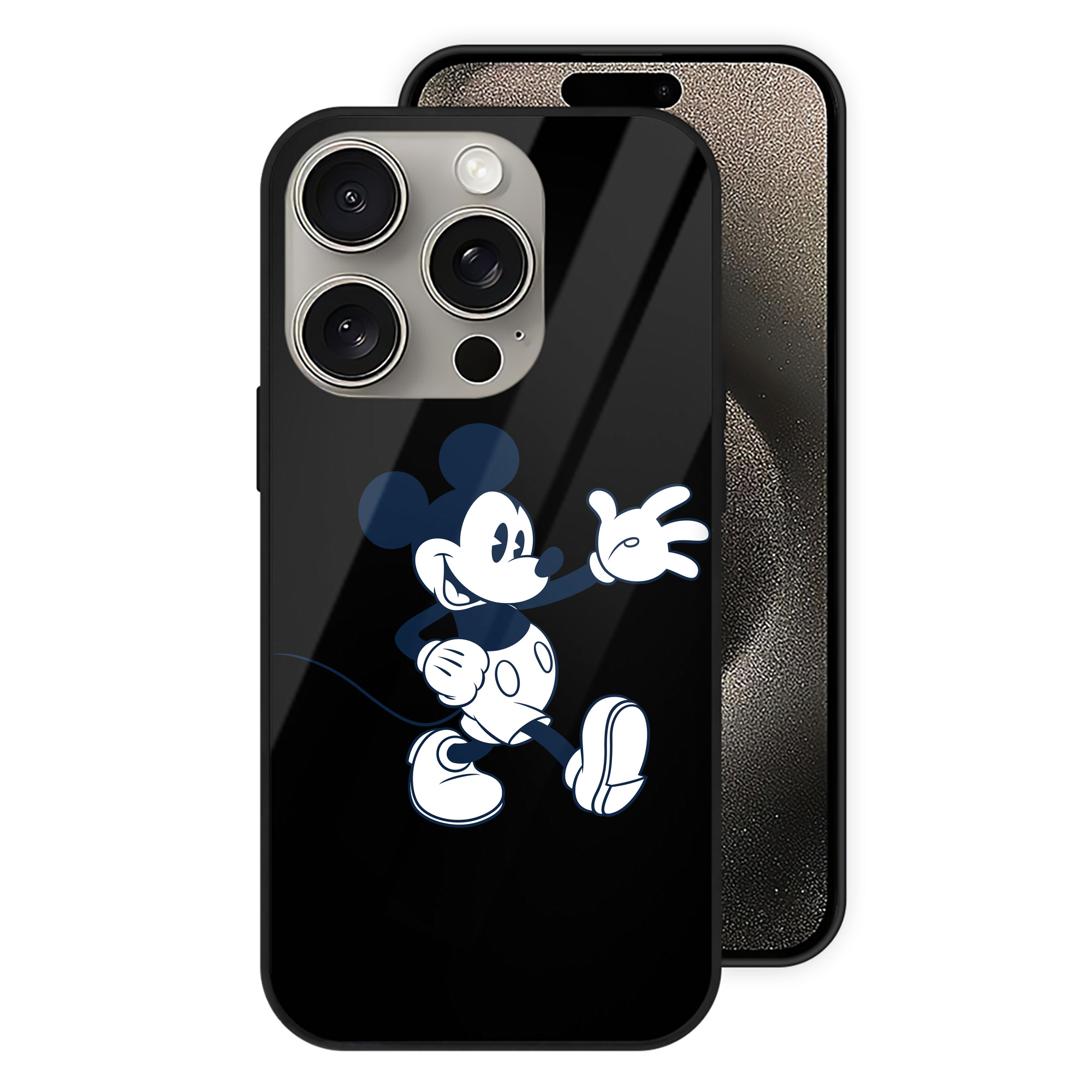 （画像用） ミッキーマウス Mickey Mouse 【iPhone15Pro対応】スマホケース 耐衝撃＆黄変防止 背面ガラス