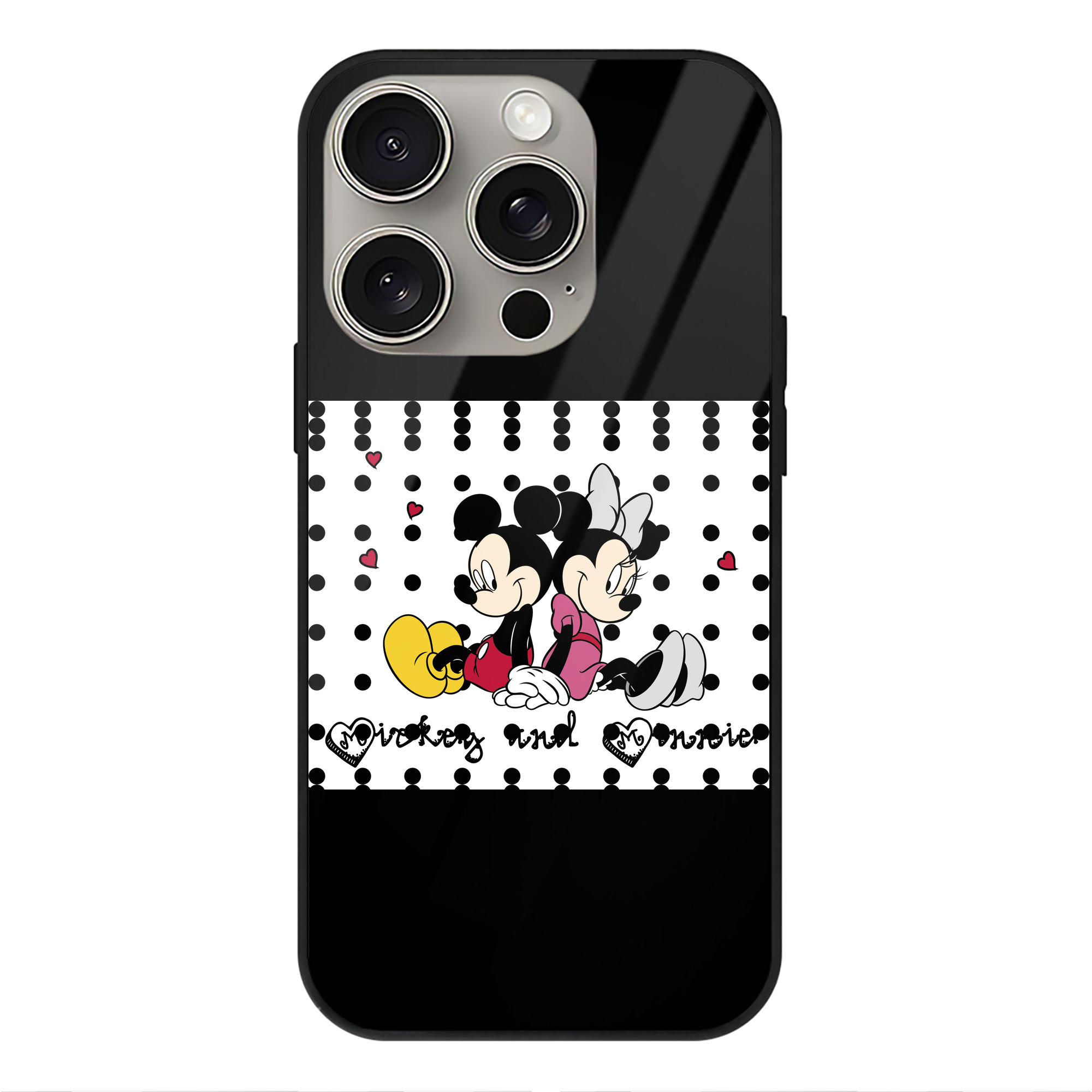 （画像用） ミッキーマウス Mickey Mouse 【iPhone15Pro対応】スマホケース 耐衝撃＆黄変防止 背面ガラス