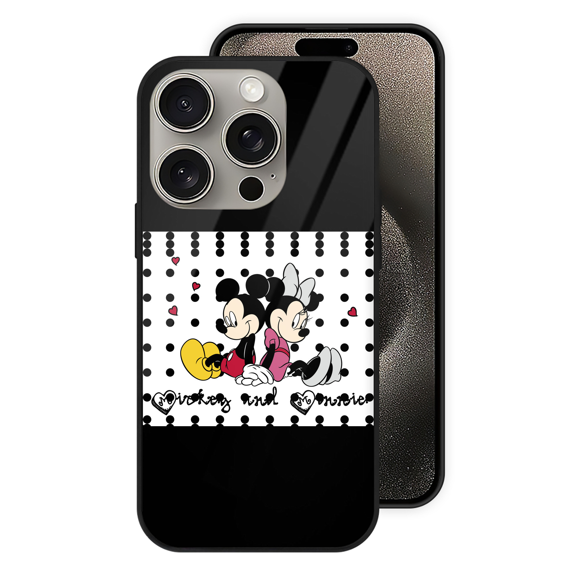 （画像用） ミッキーマウス Mickey Mouse 【iPhone15Pro対応】スマホケース 耐衝撃＆黄変防止 背面ガラス