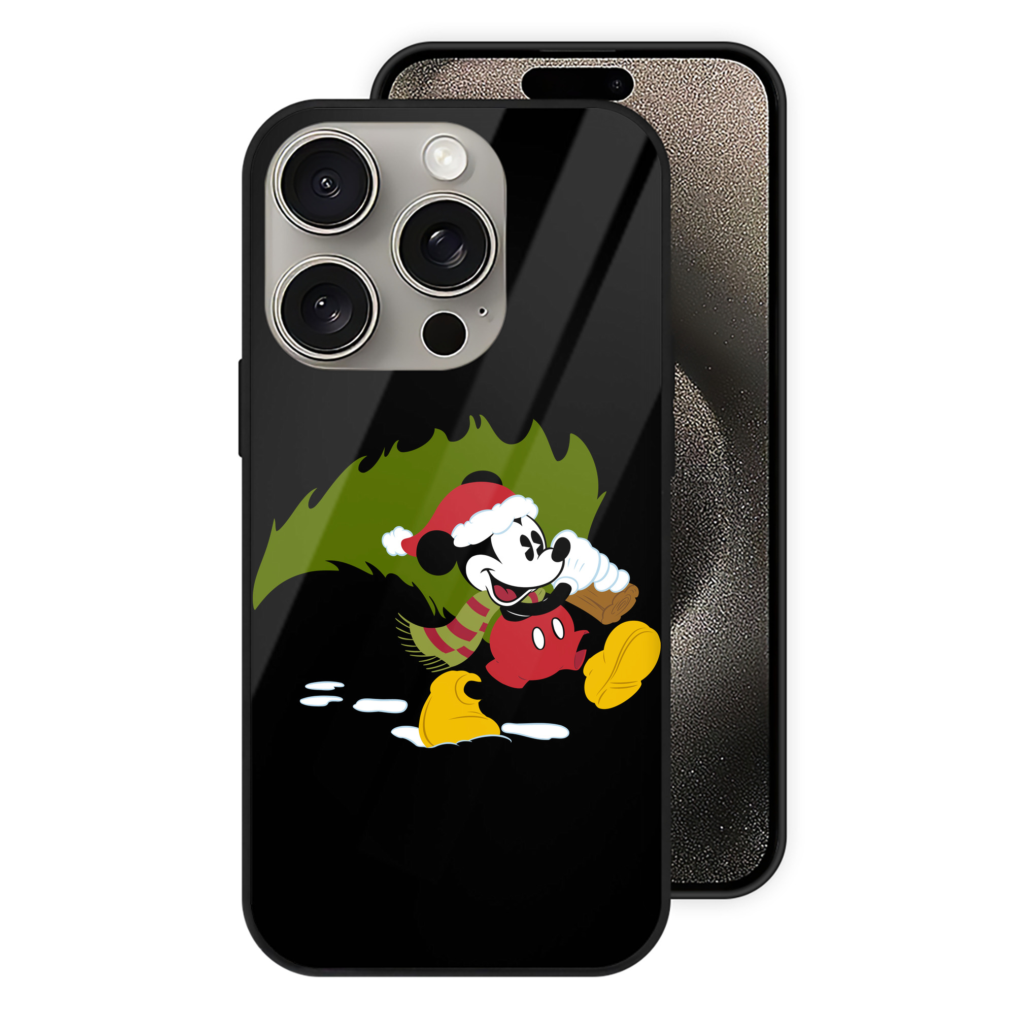 （画像用） ミッキーマウス Mickey Mouse 【iPhone15Pro対応】スマホケース 耐衝撃＆黄変防止 背面ガラス