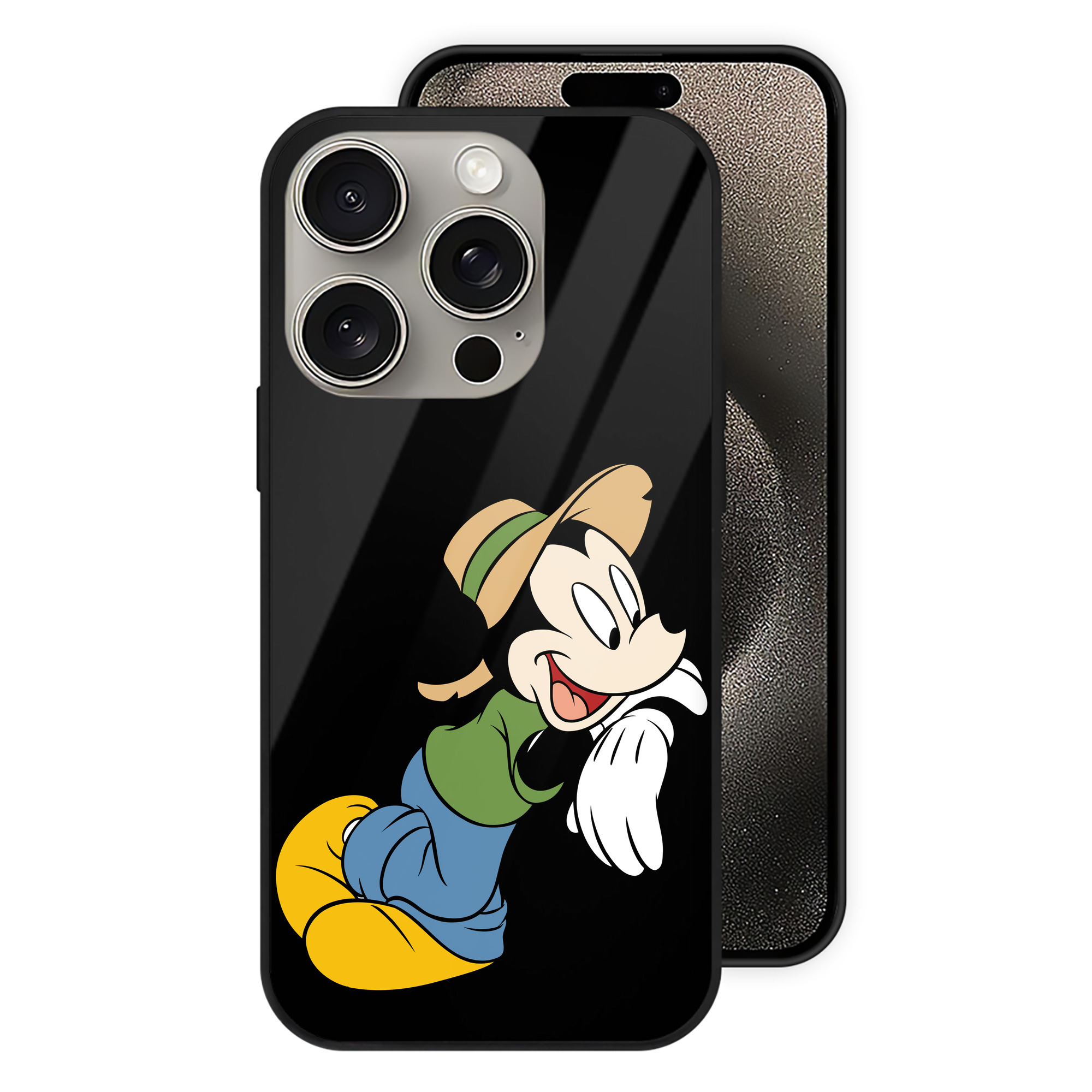 （画像用） ミッキーマウス Mickey Mouse 【iPhone15Pro対応】スマホケース 耐衝撃＆黄変防止 背面ガラス