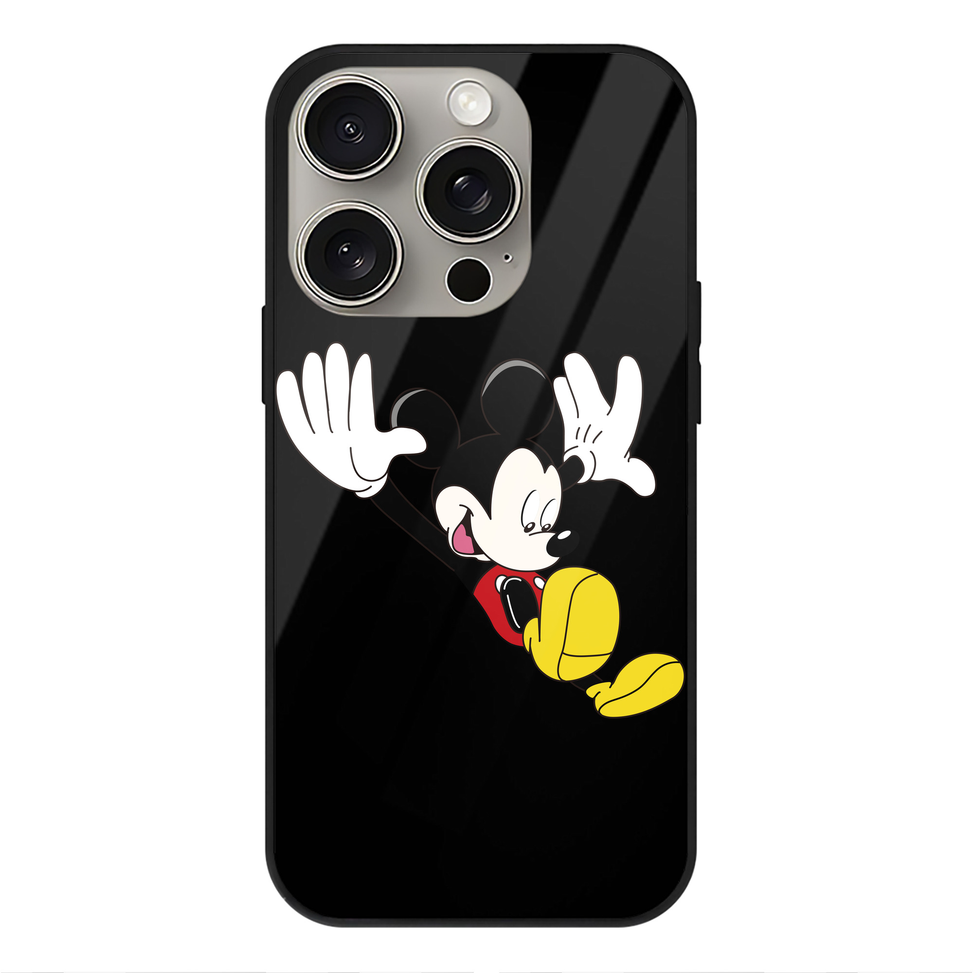 （画像用） ミッキーマウス Mickey Mouse 【iPhone15Pro対応】スマホケース 耐衝撃＆黄変防止 背面ガラス