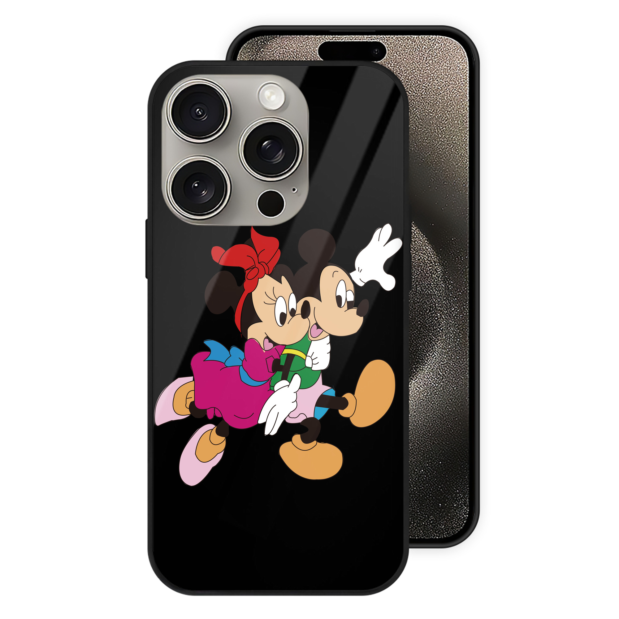 （画像用） ミッキーマウス Mickey Mouse 【iPhone15Pro対応】スマホケース 耐衝撃＆黄変防止 背面ガラス