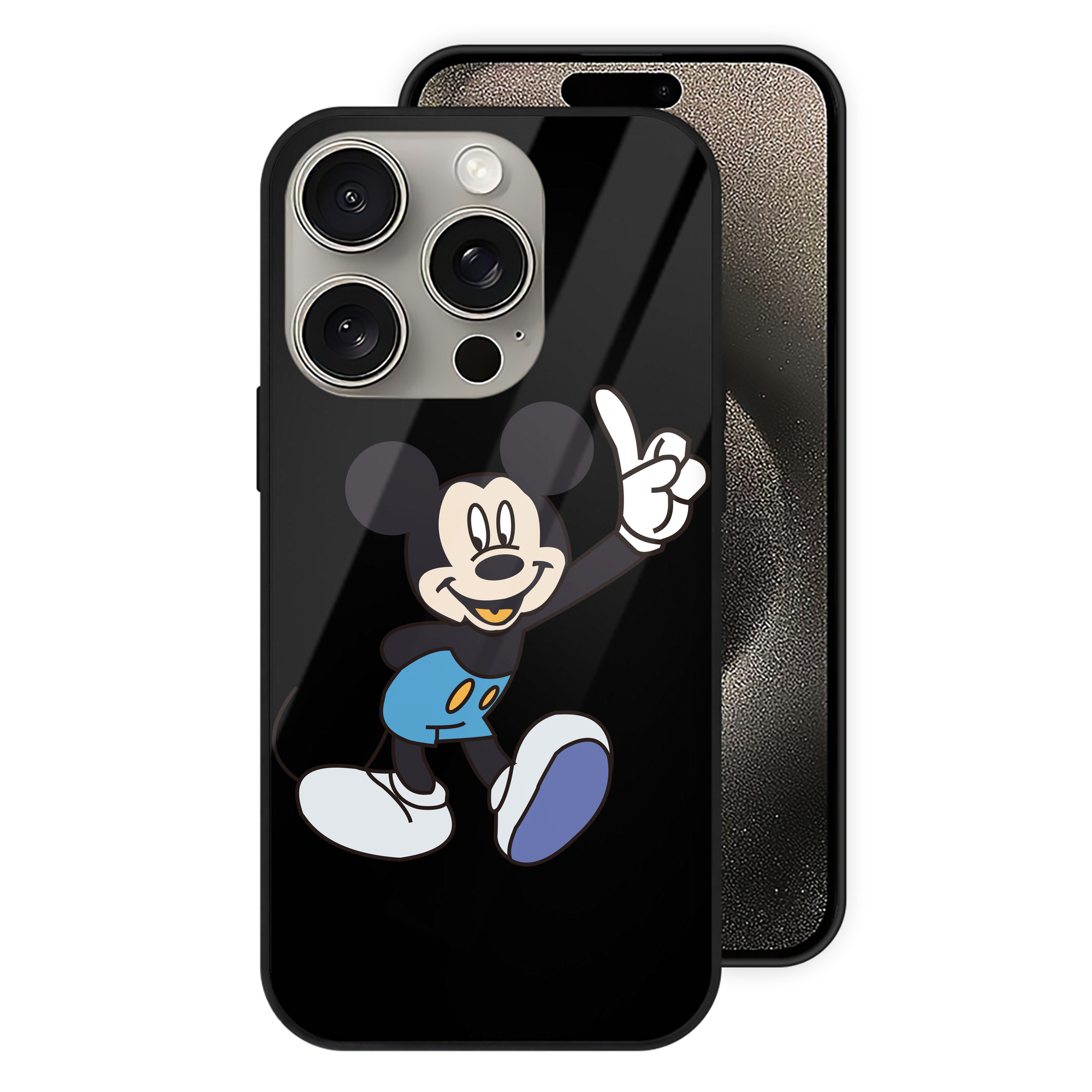 （画像用） ミッキーマウス Mickey Mouse 【iPhone15Pro対応】スマホケース 耐衝撃＆黄変防止 背面ガラス