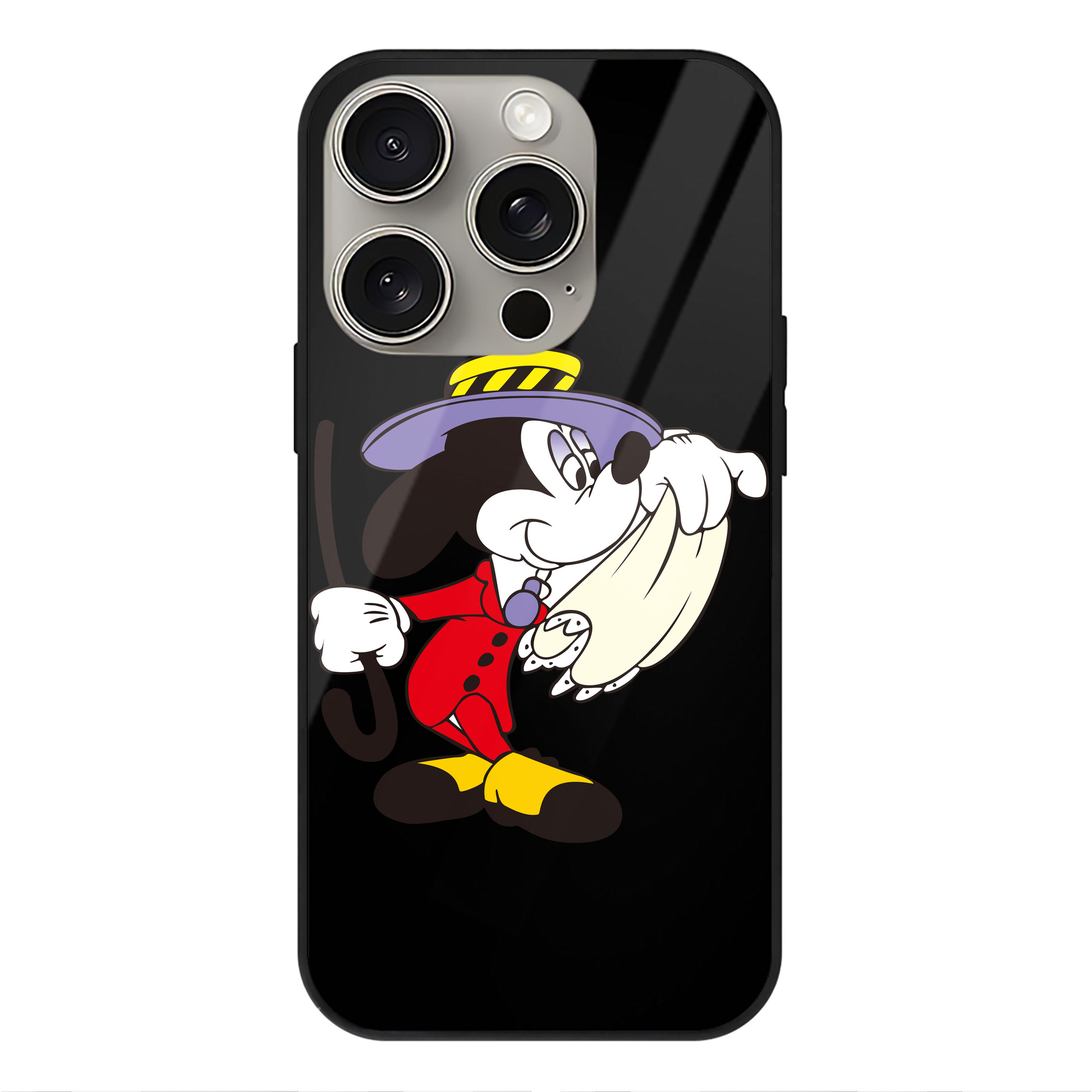 （画像用） ミッキーマウス Mickey Mouse 【iPhone15Pro対応】スマホケース 耐衝撃＆黄変防止 背面ガラス