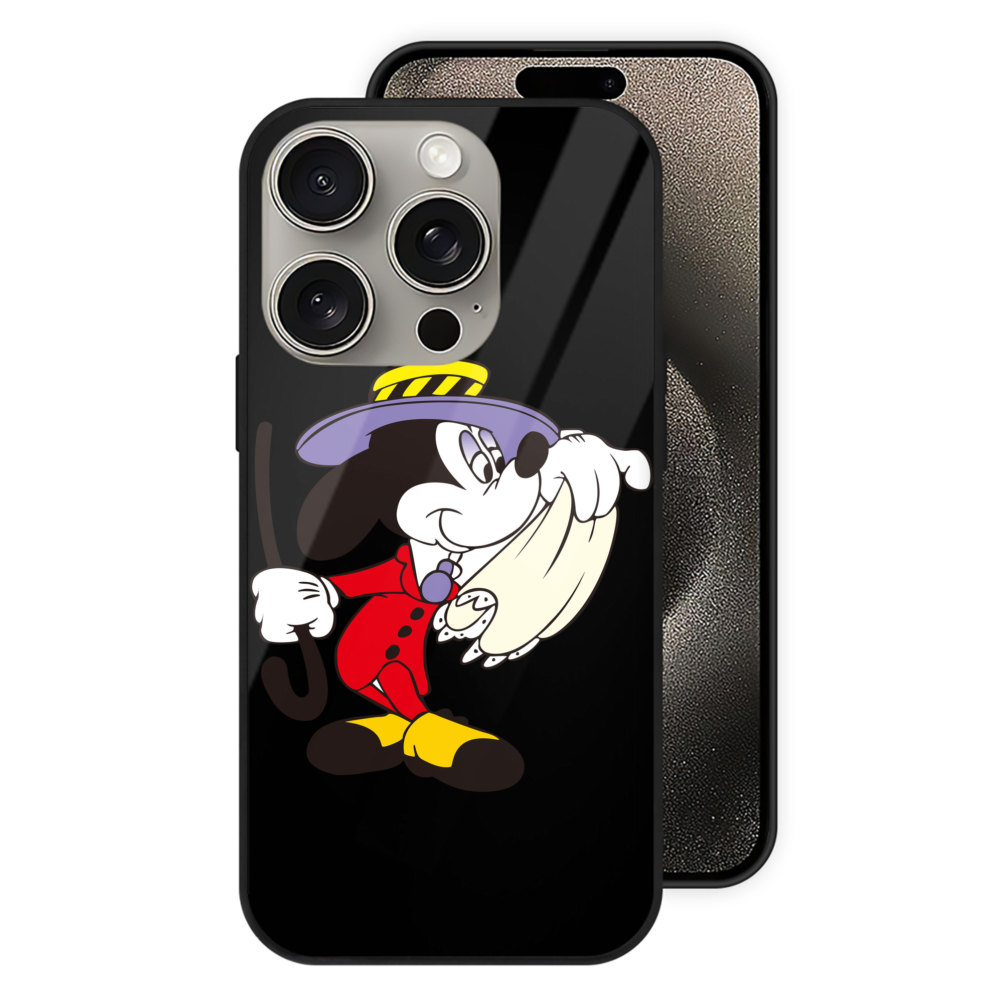 （画像用） ミッキーマウス Mickey Mouse 【iPhone15Pro対応】スマホケース 耐衝撃＆黄変防止 背面ガラス