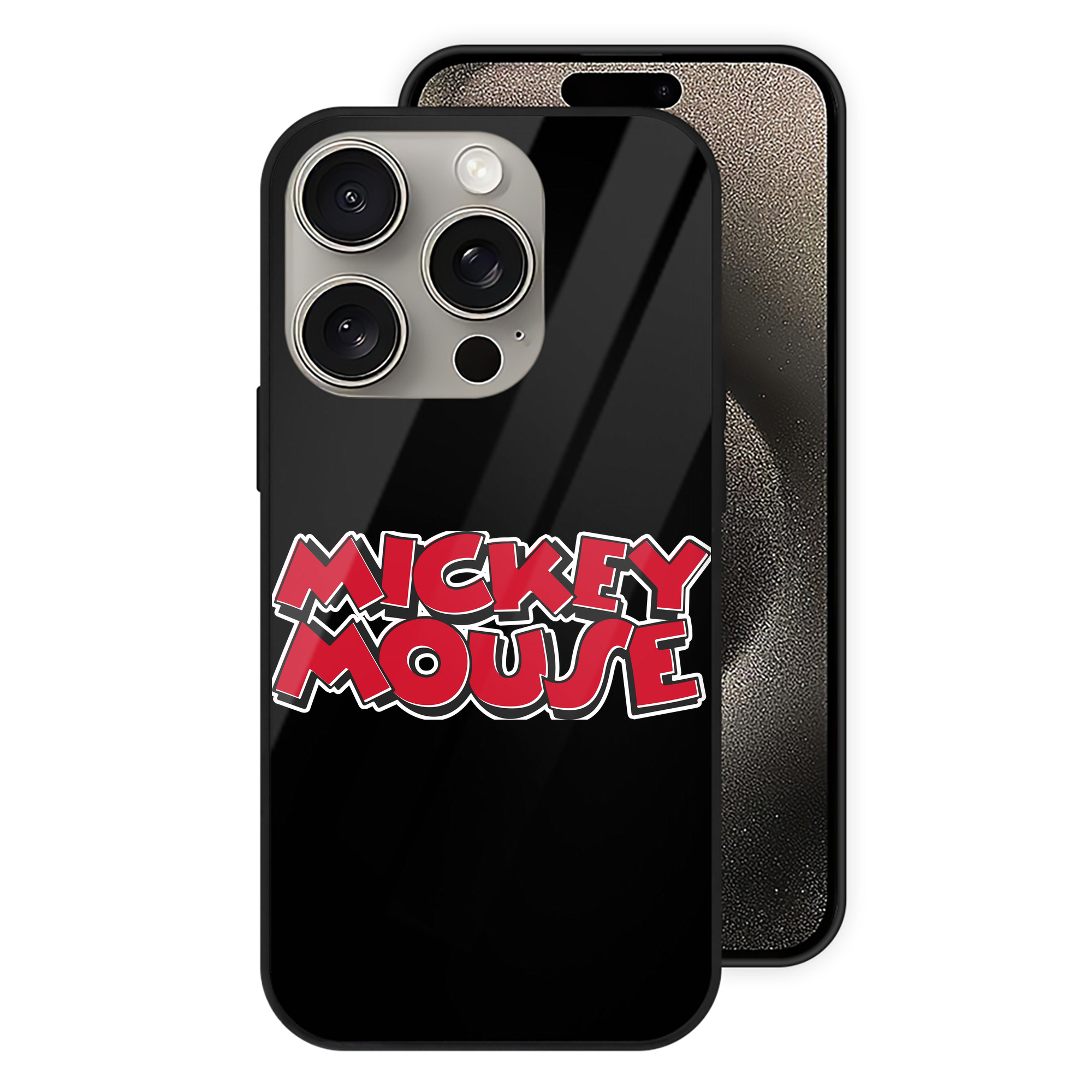 （画像用） ミッキーマウス Mickey Mouse 【iPhone15Pro対応】スマホケース 耐衝撃＆黄変防止 背面ガラス