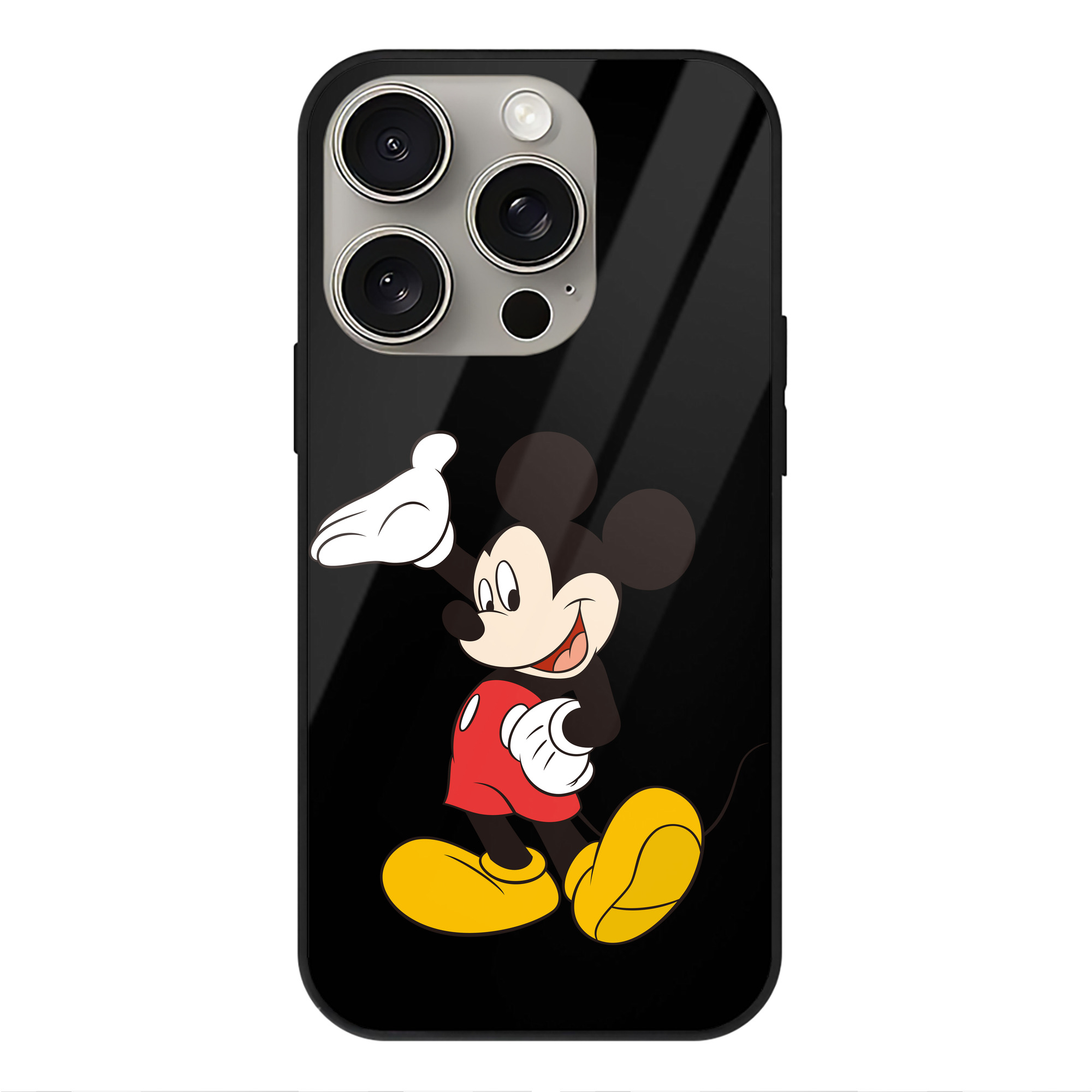 （画像用） ミッキーマウス Mickey Mouse 【iPhone15Pro対応】スマホケース 耐衝撃＆黄変防止 背面ガラス