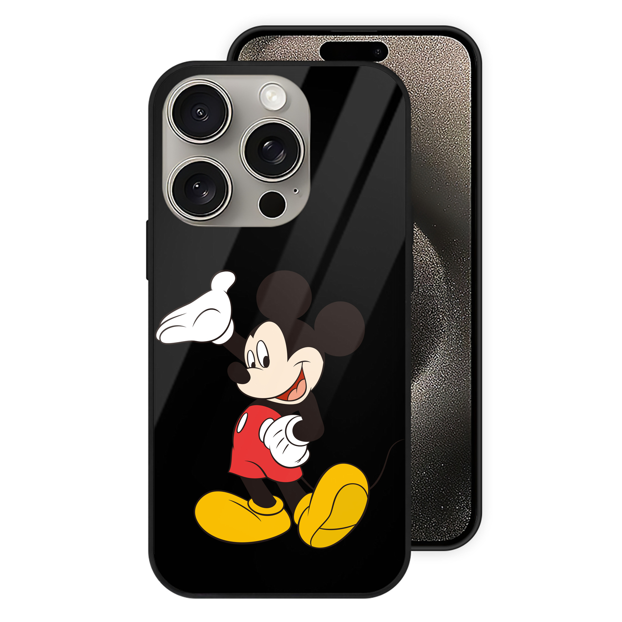（画像用） ミッキーマウス Mickey Mouse 【iPhone15Pro対応】スマホケース 耐衝撃＆黄変防止 背面ガラス