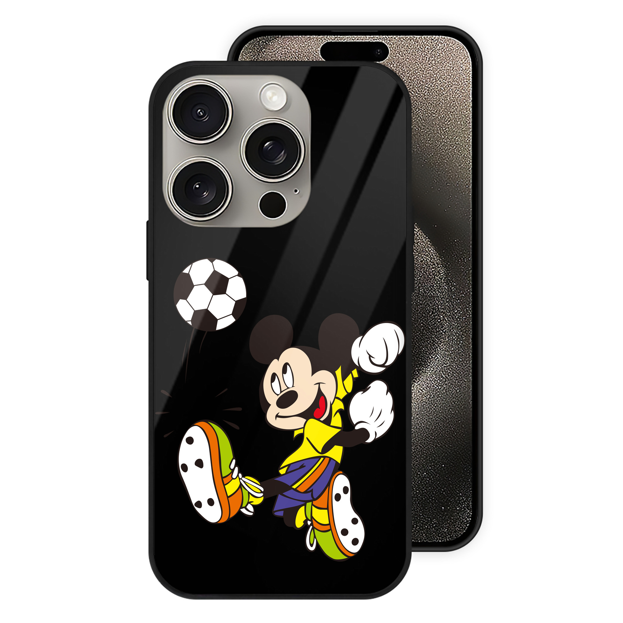 （画像用） ミッキーマウス Mickey Mouse 【iPhone15Pro対応】スマホケース 耐衝撃＆黄変防止 背面ガラス