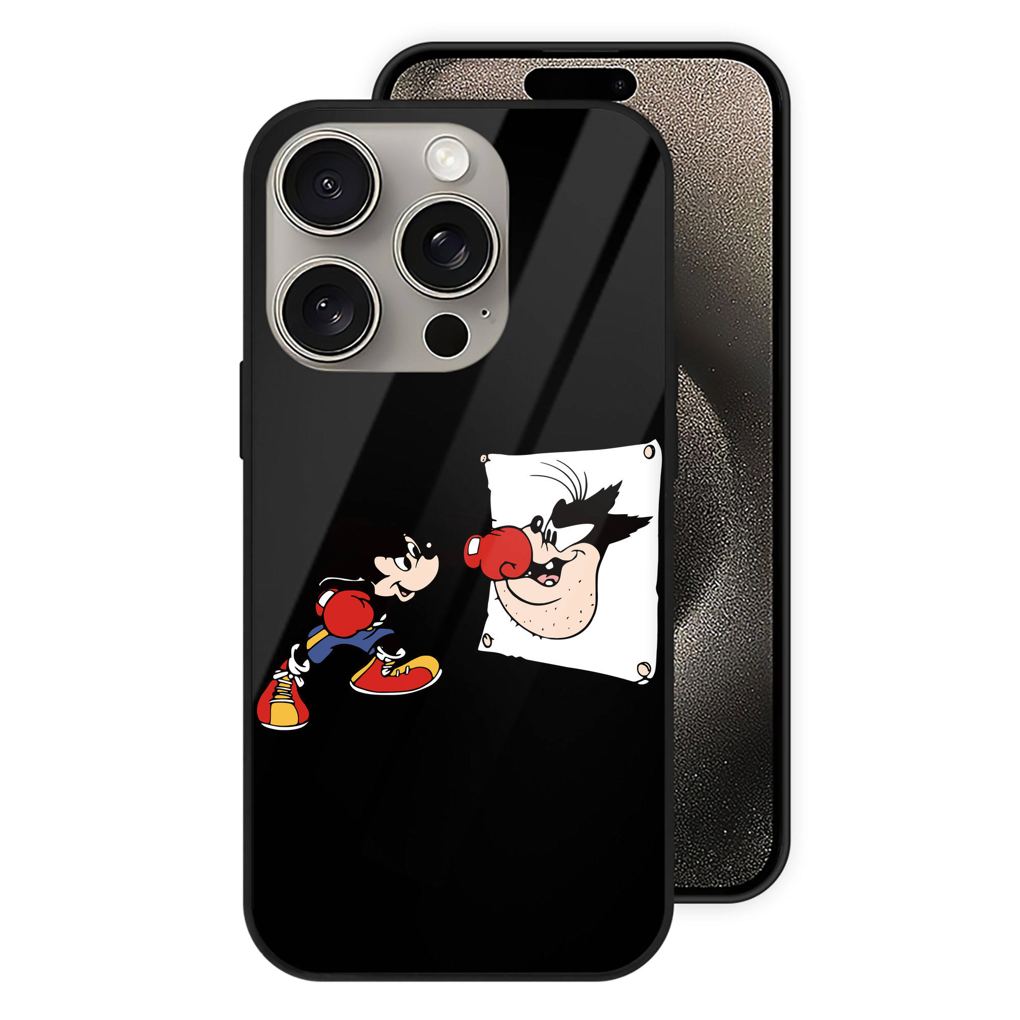 （画像用） ミッキーマウス Mickey Mouse 【iPhone15Pro対応】スマホケース 耐衝撃＆黄変防止 背面ガラス