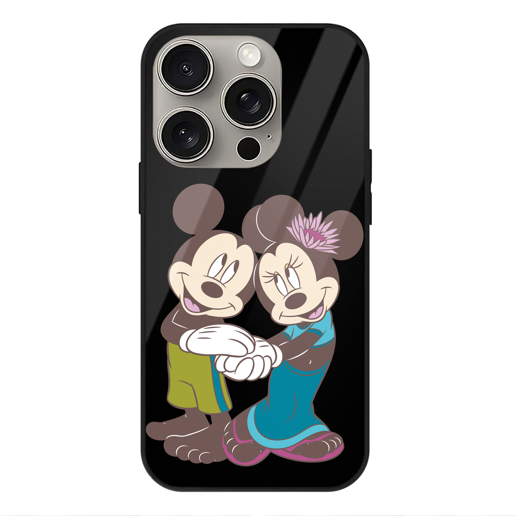 （画像用） ミッキーマウス Mickey Mouse 【iPhone15Pro対応】スマホケース 耐衝撃＆黄変防止 背面ガラス
