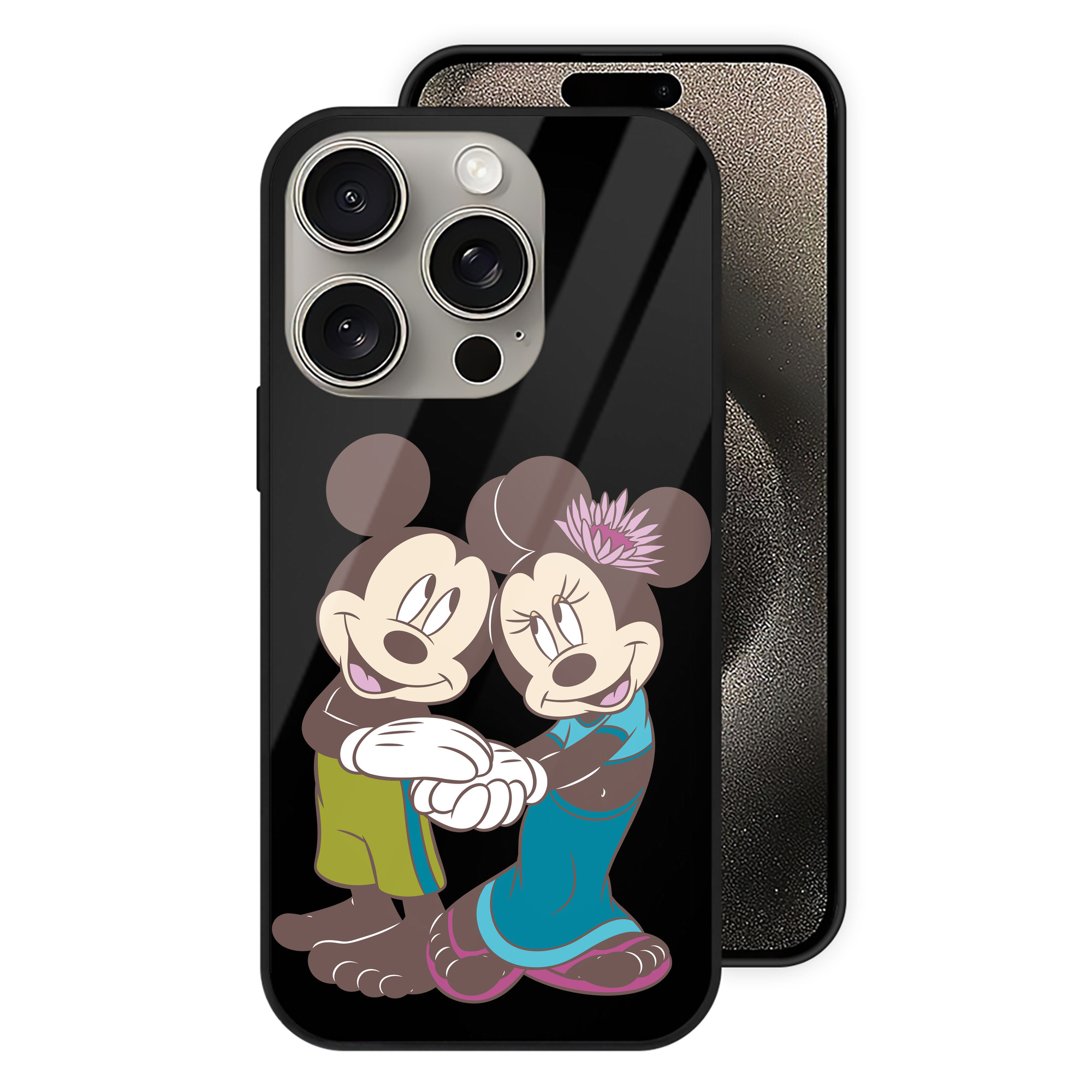 （画像用） ミッキーマウス Mickey Mouse 【iPhone15Pro対応】スマホケース 耐衝撃＆黄変防止 背面ガラス
