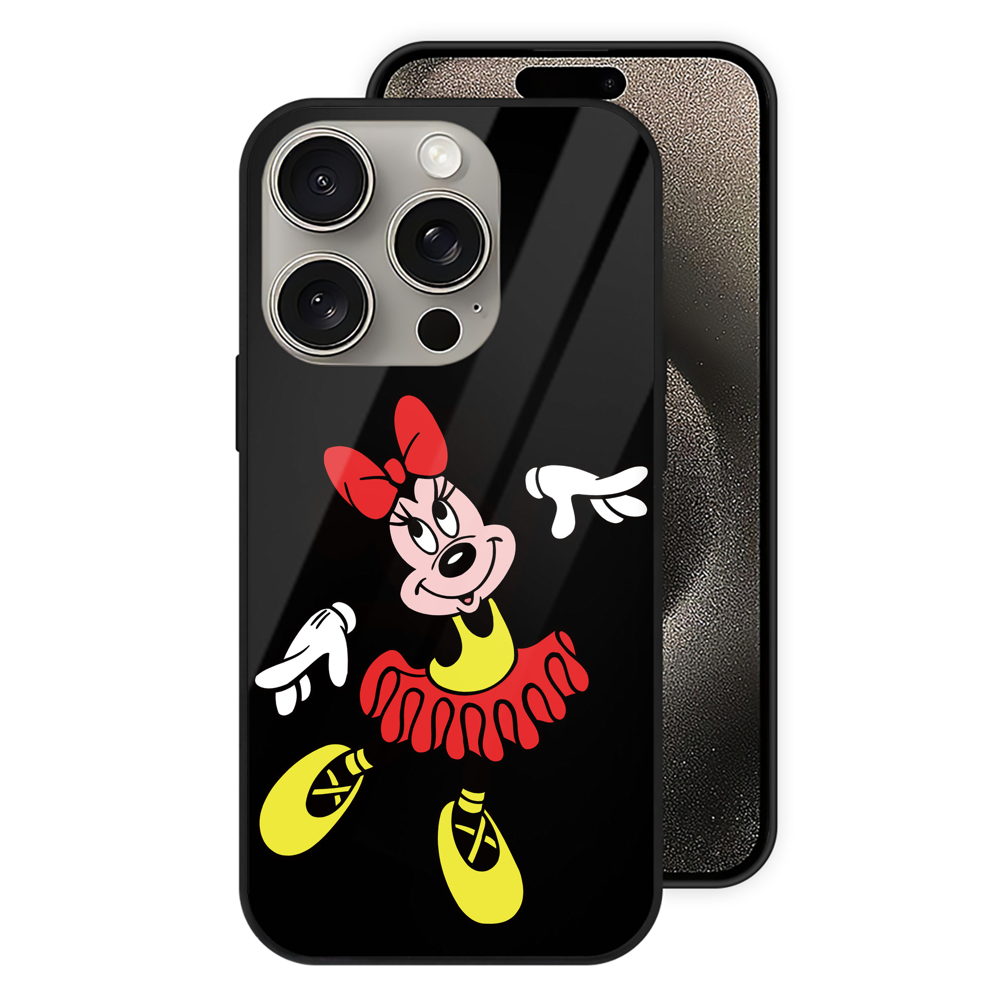 （画像用） ミッキーマウス Mickey Mouse 【iPhone15Pro対応】スマホケース 耐衝撃＆黄変防止 背面ガラス