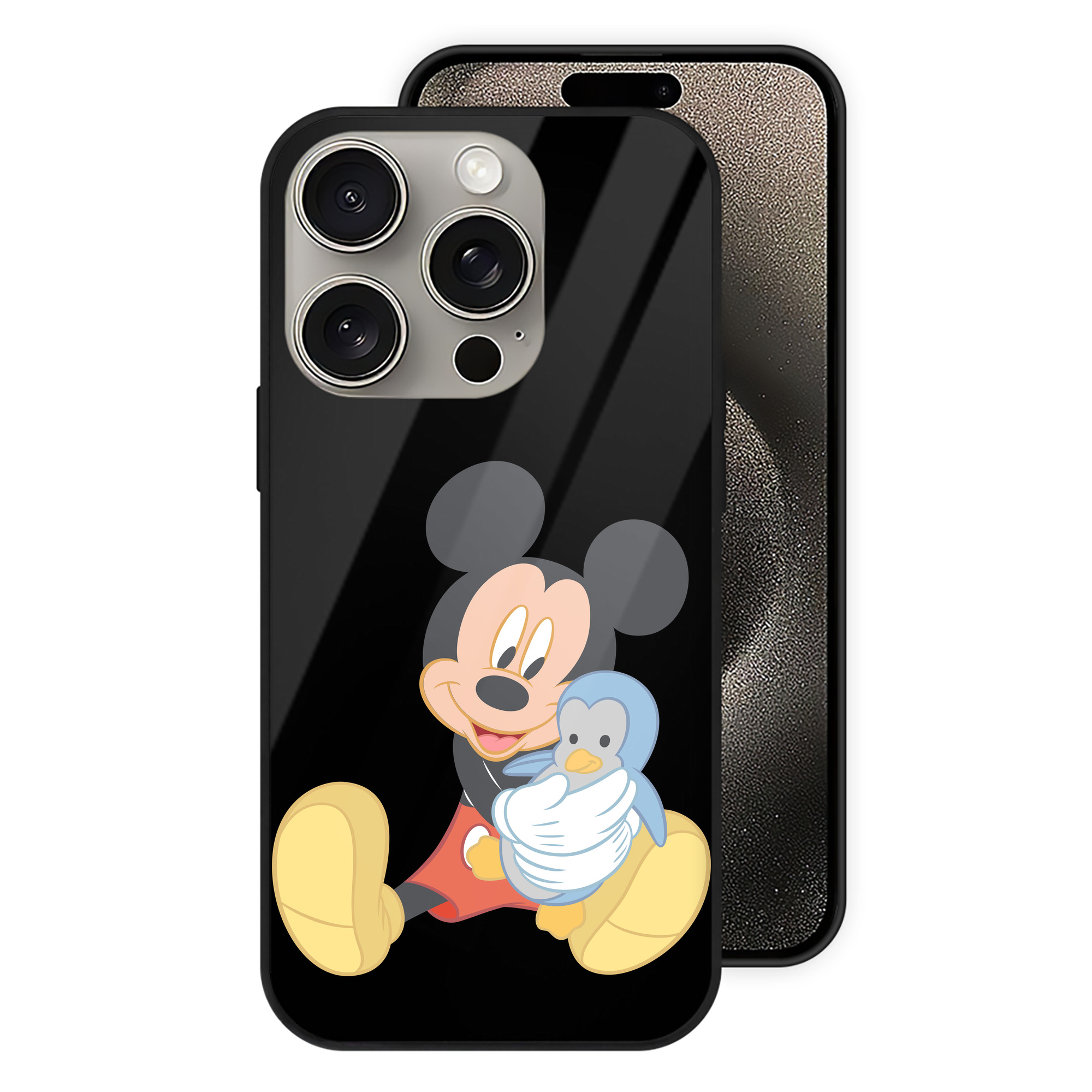 （画像用） ミッキーマウス Mickey Mouse 【iPhone15Pro対応】スマホケース 耐衝撃＆黄変防止 背面ガラス