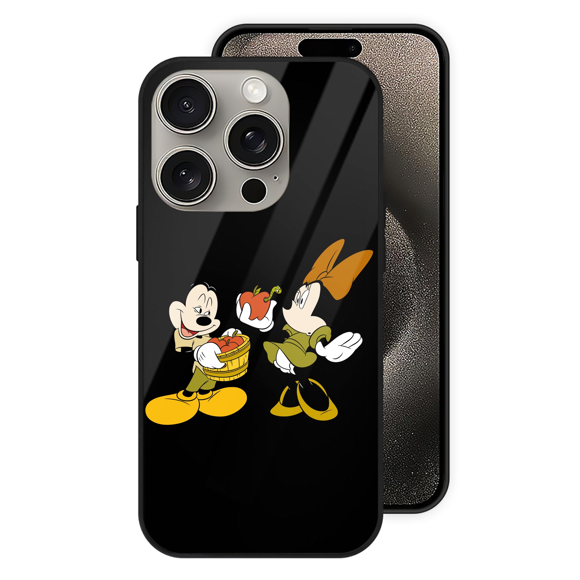 （画像用） ミッキーマウス Mickey Mouse 【iPhone15Pro対応】スマホケース 耐衝撃＆黄変防止 背面ガラス