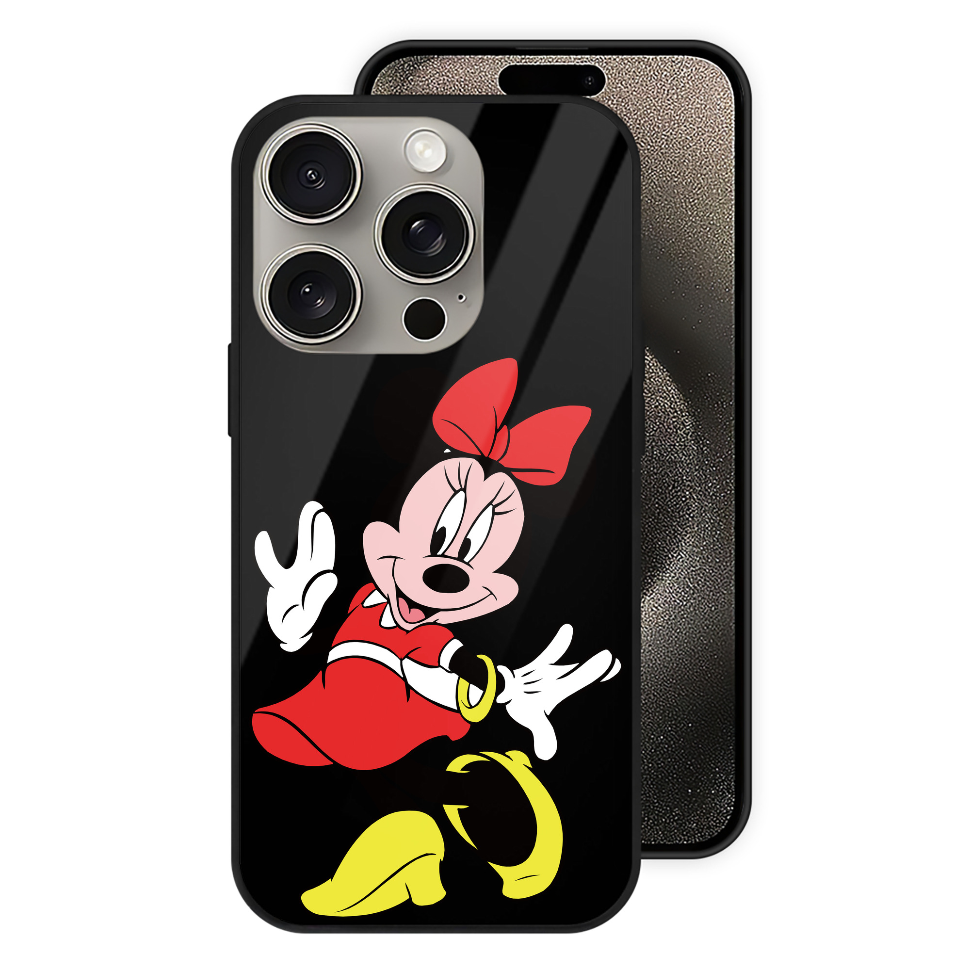 （画像用） ミッキーマウス Mickey Mouse 【iPhone15Pro対応】スマホケース 耐衝撃＆黄変防止 背面ガラス