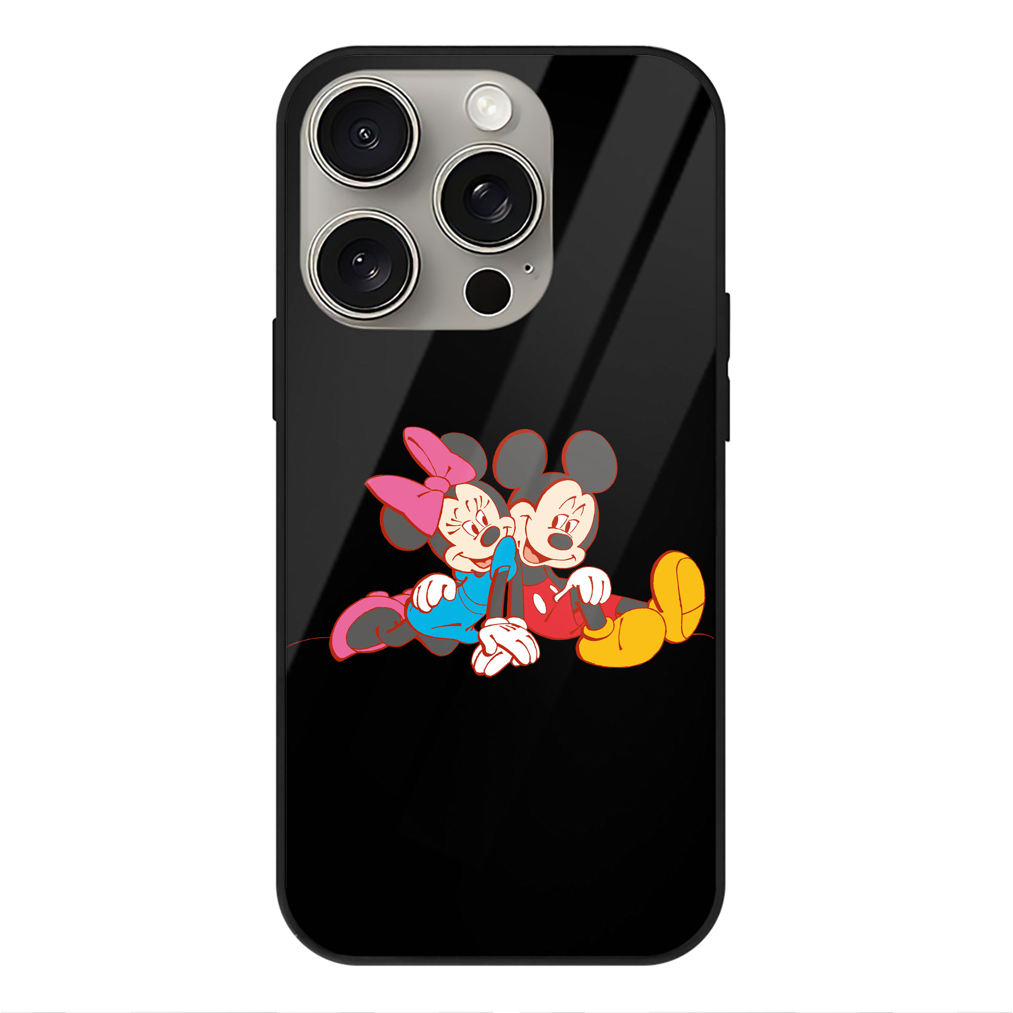 （画像用） ミッキーマウス Mickey Mouse 【iPhone15Pro対応】スマホケース 耐衝撃＆黄変防止 背面ガラス