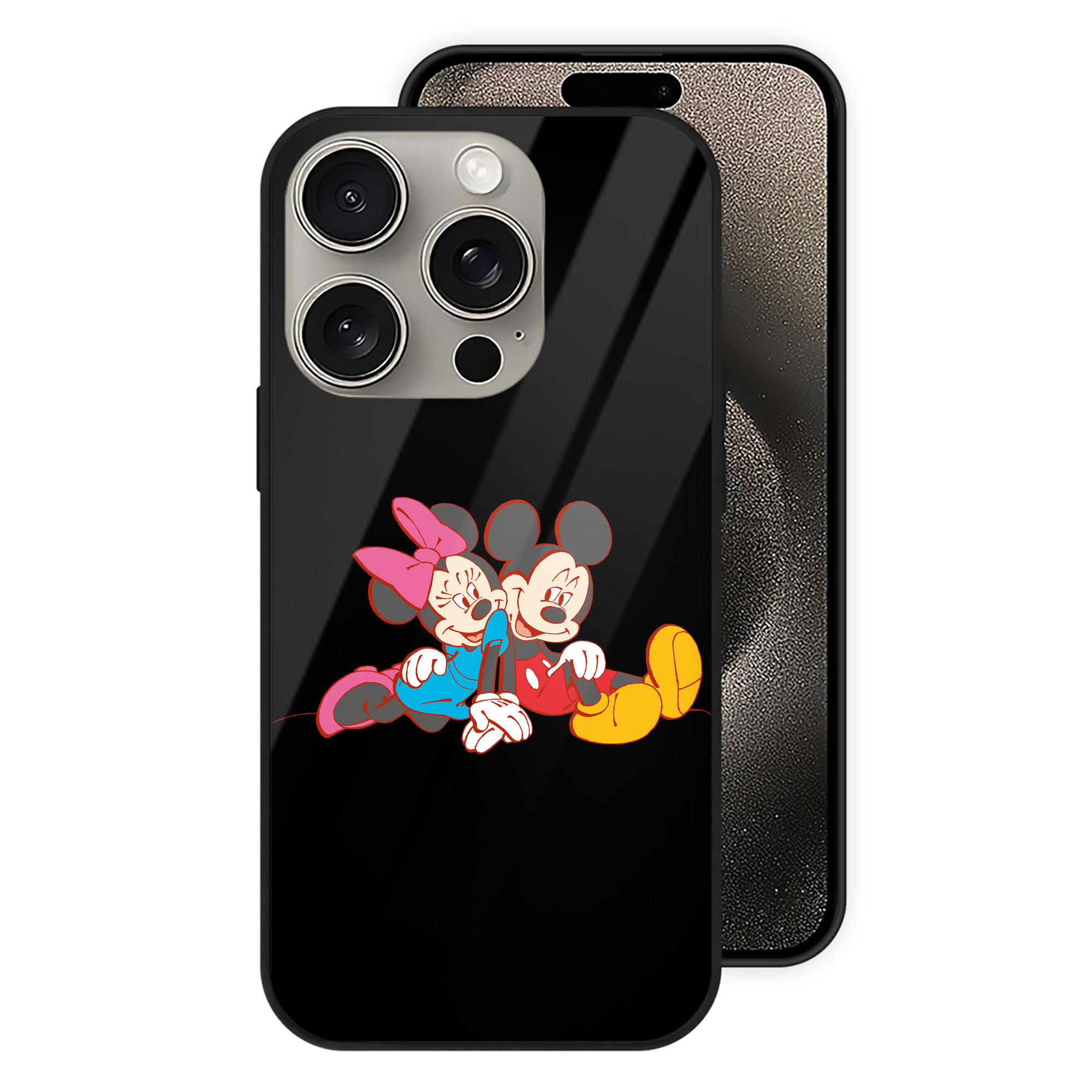 （画像用） ミッキーマウス Mickey Mouse 【iPhone15Pro対応】スマホケース 耐衝撃＆黄変防止 背面ガラス
