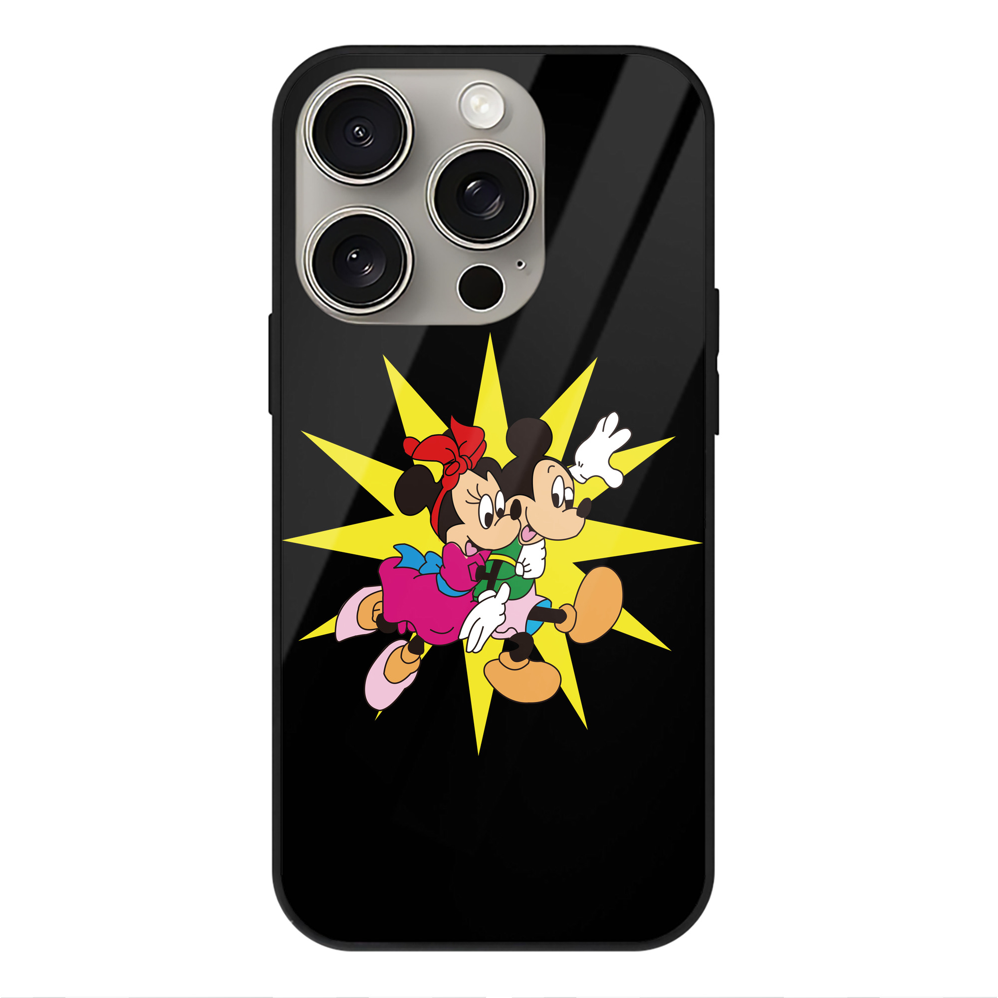 （画像用） ミッキーマウス Mickey Mouse 【iPhone15Pro対応】スマホケース 耐衝撃＆黄変防止 背面ガラス