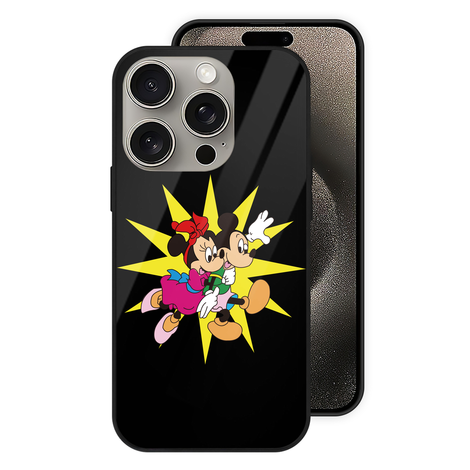 （画像用） ミッキーマウス Mickey Mouse 【iPhone15Pro対応】スマホケース 耐衝撃＆黄変防止 背面ガラス