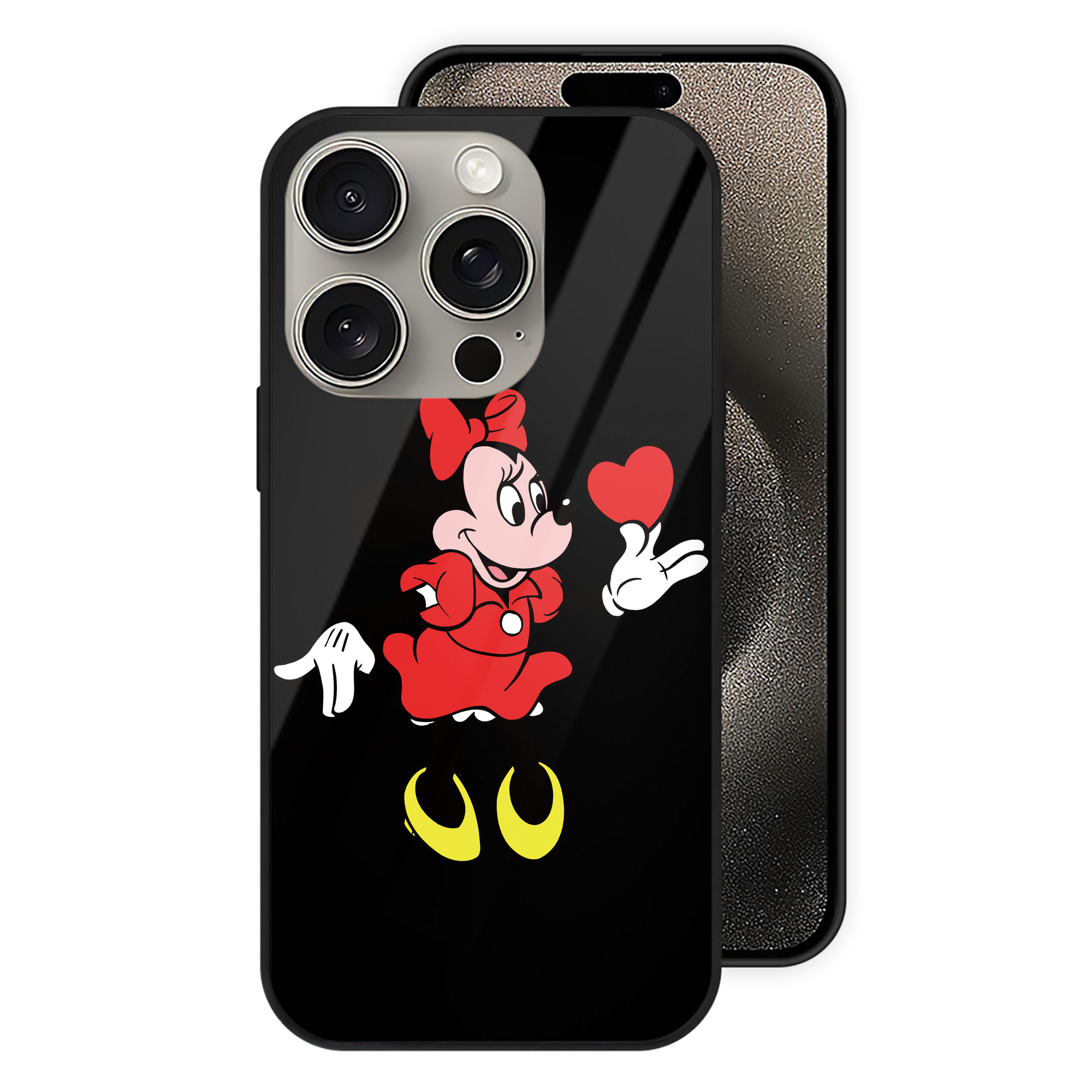 （画像用） ミッキーマウス Mickey Mouse 【iPhone15Pro対応】スマホケース 耐衝撃＆黄変防止 背面ガラス
