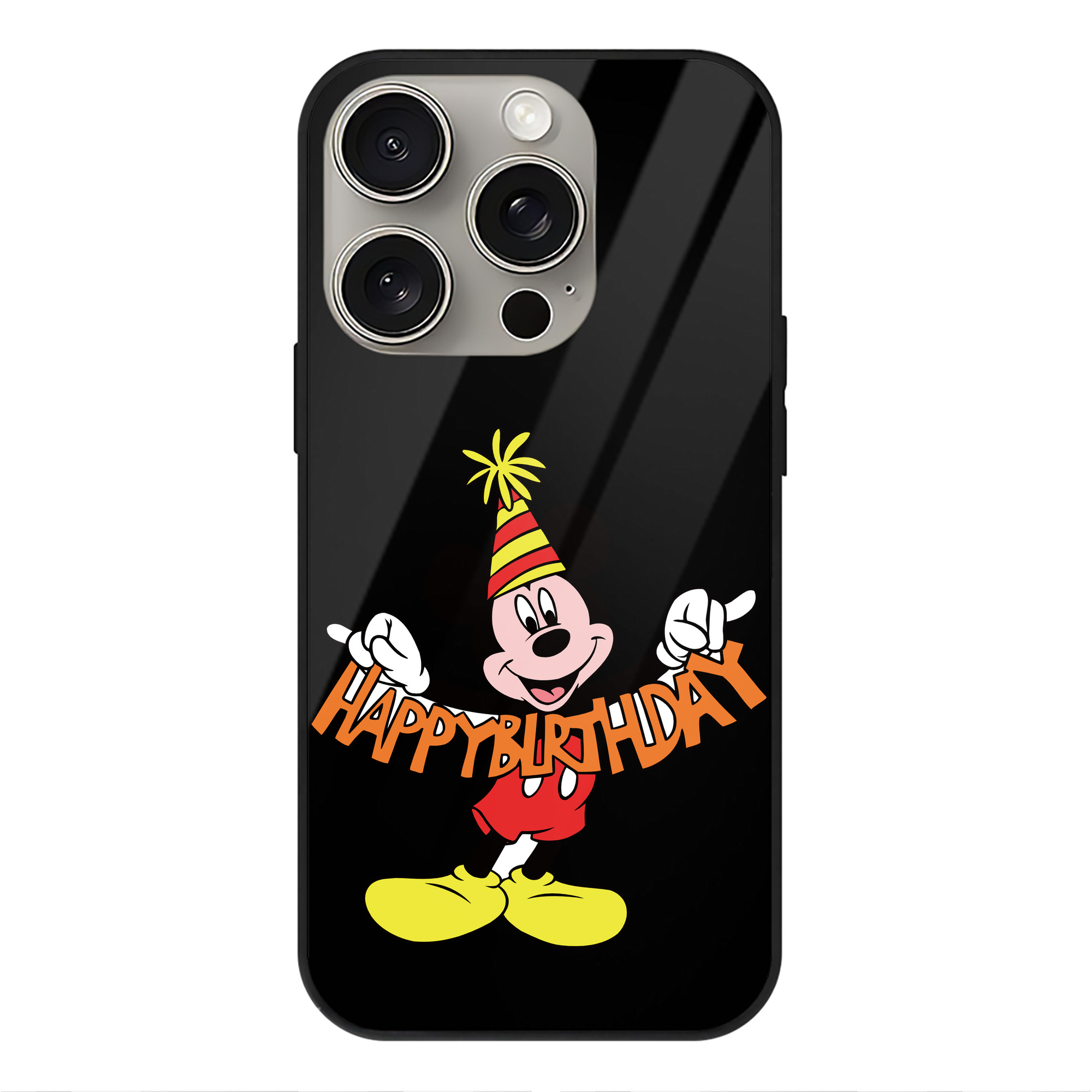 （画像用） ミッキーマウス Mickey Mouse 【iPhone15Pro対応】スマホケース 耐衝撃＆黄変防止 背面ガラス