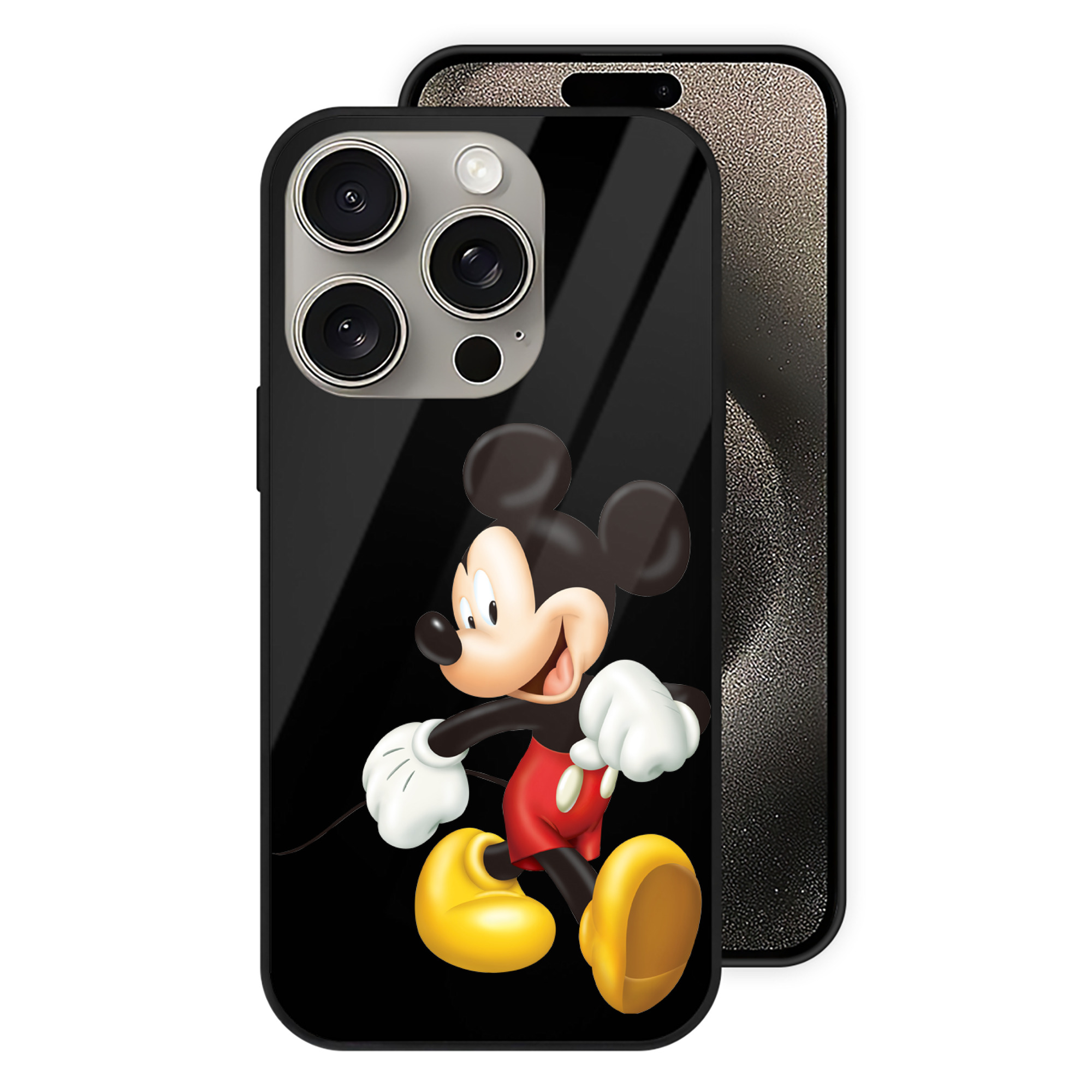 （画像用） ミッキーマウス Mickey Mouse 【iPhone15Pro対応】スマホケース 耐衝撃＆黄変防止 背面ガラス