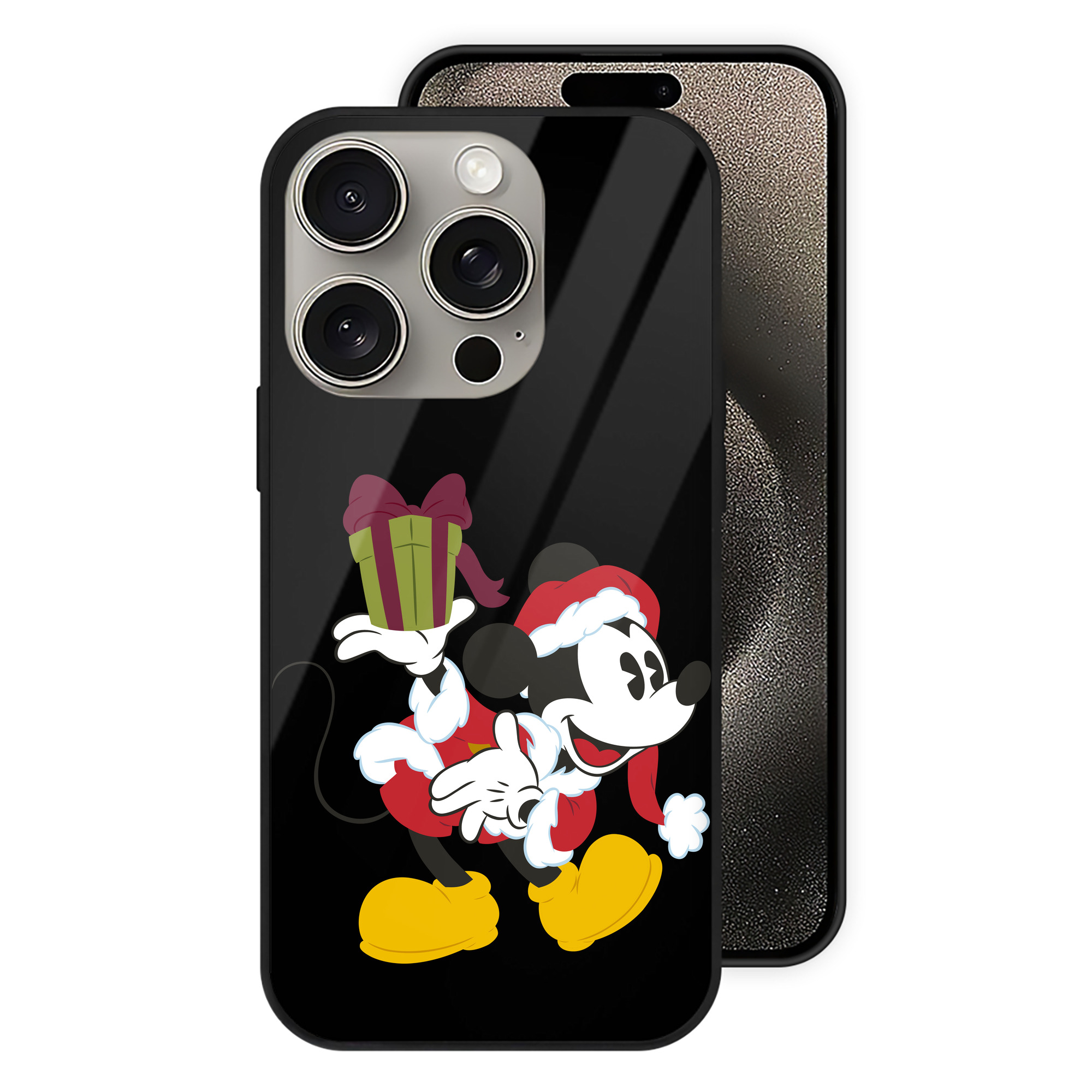 （画像用） ミッキーマウス Mickey Mouse 【iPhone15Pro対応】スマホケース 耐衝撃＆黄変防止 背面ガラス