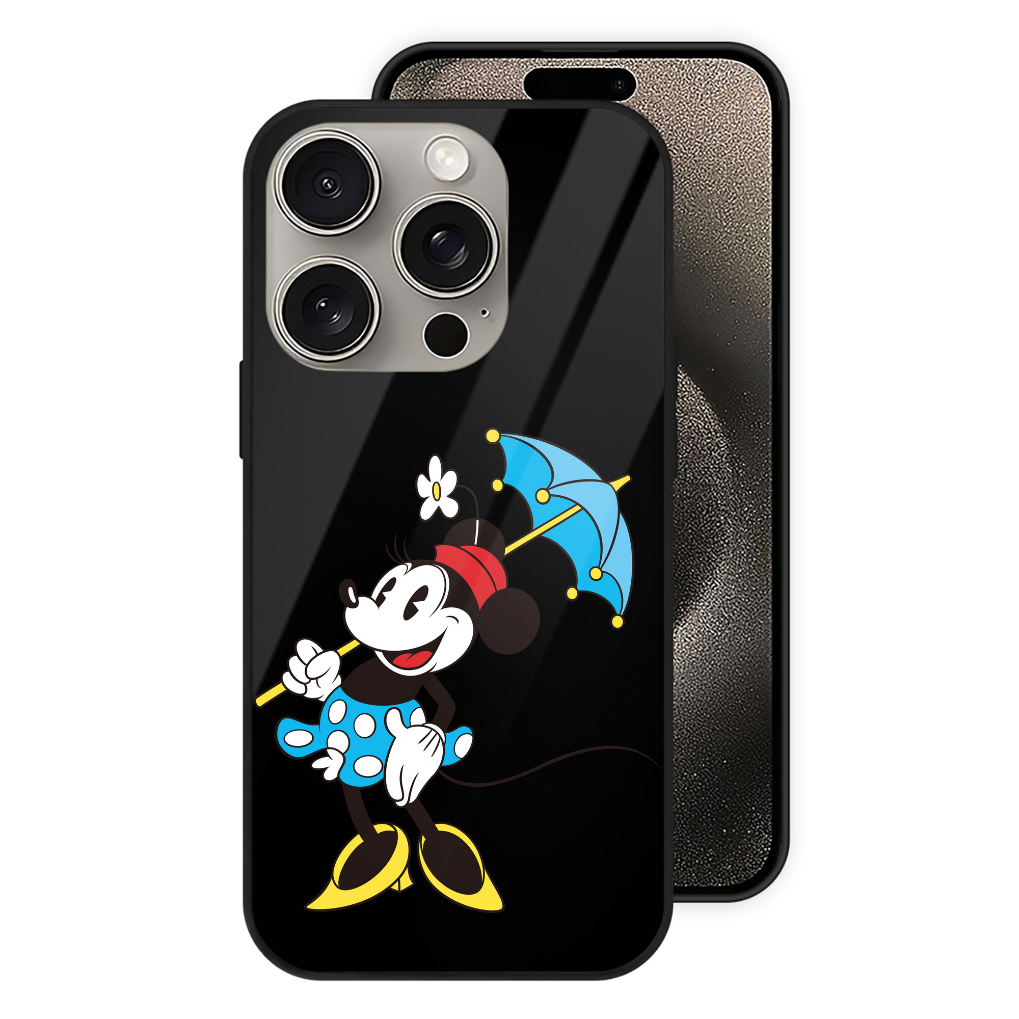 （画像用） ミッキーマウス Mickey Mouse 【iPhone15Pro対応】スマホケース 耐衝撃＆黄変防止 背面ガラス
